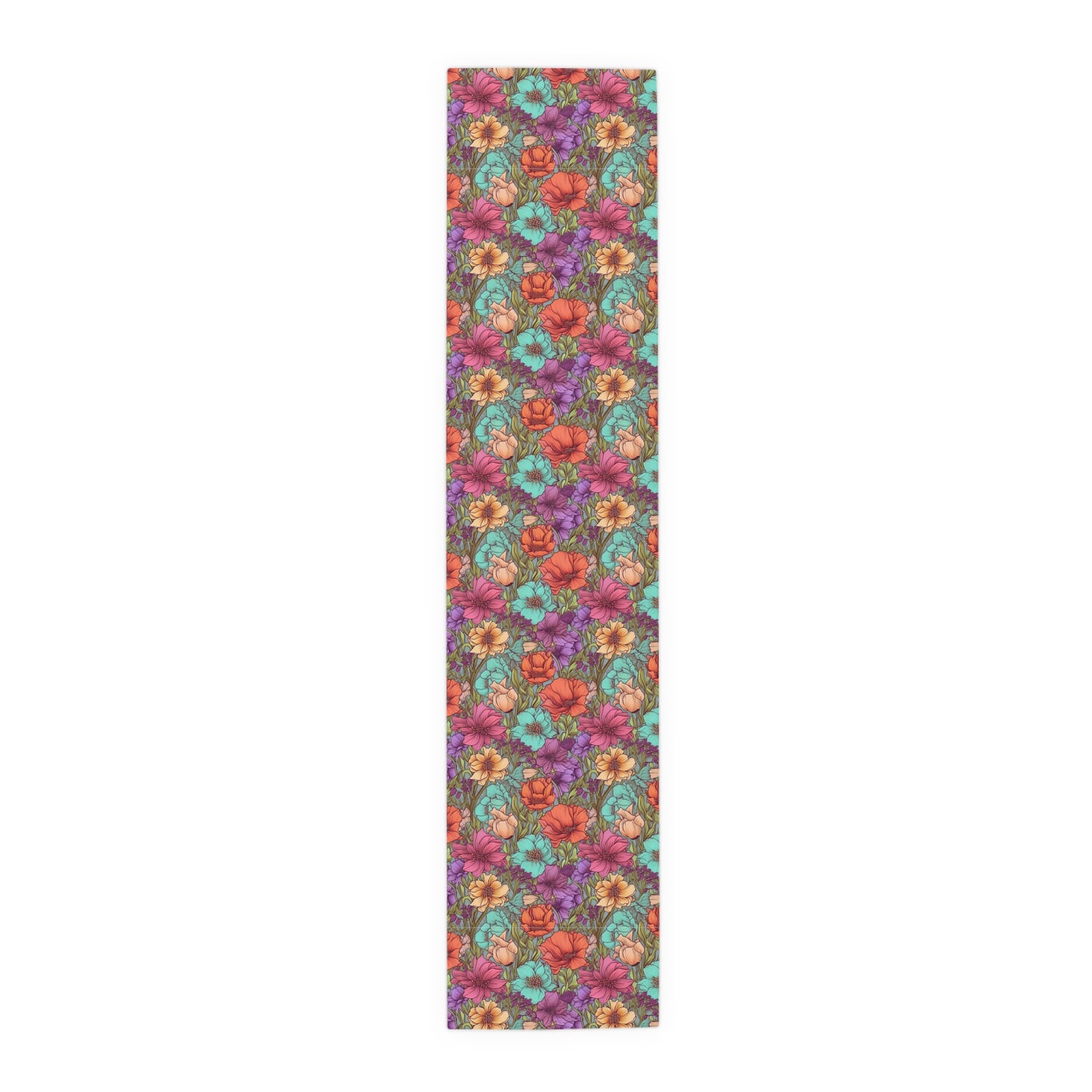 Boho Floral Table Runner - Vibrant Designs in Cotton Twill or Polyester - Ideal for Natural Home Decor