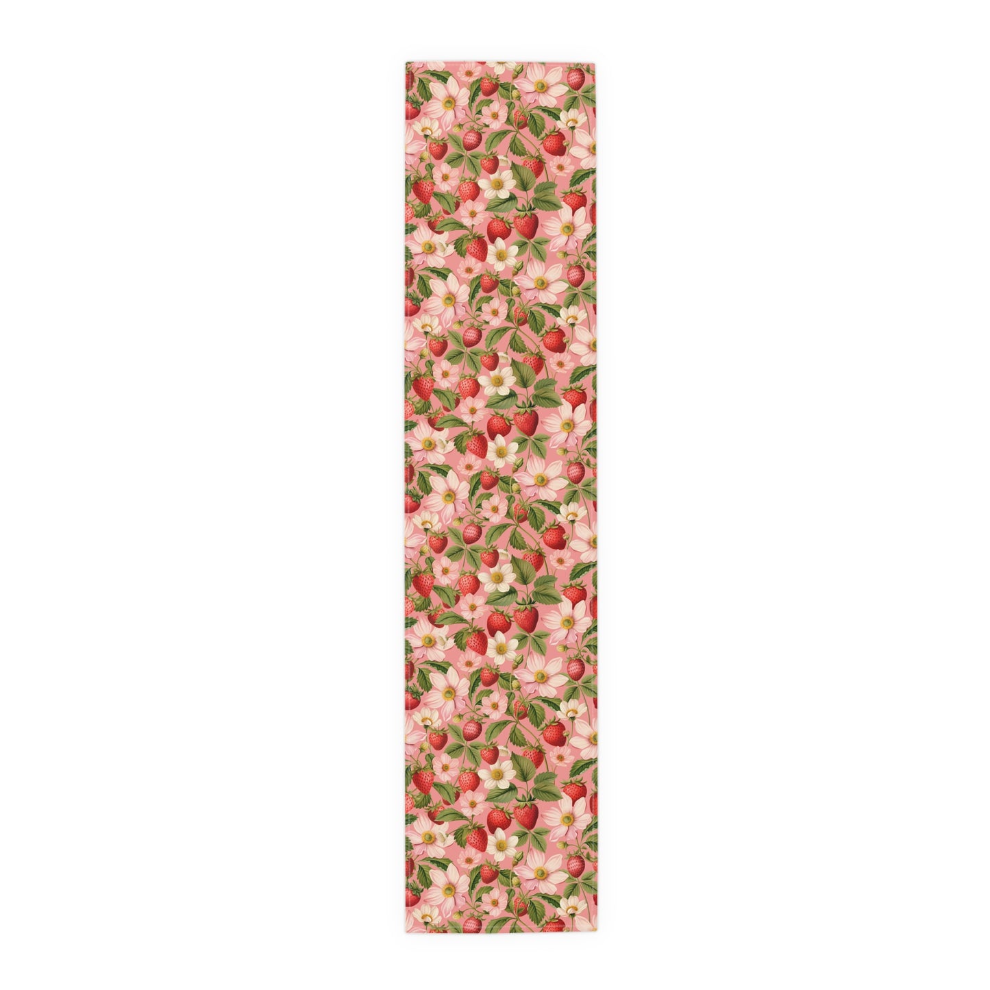 Strawberry Print Table Runner - Sweet Charm, Cotton Twill or Polyester - Perfect for Summer & Whimsical Home Decor
