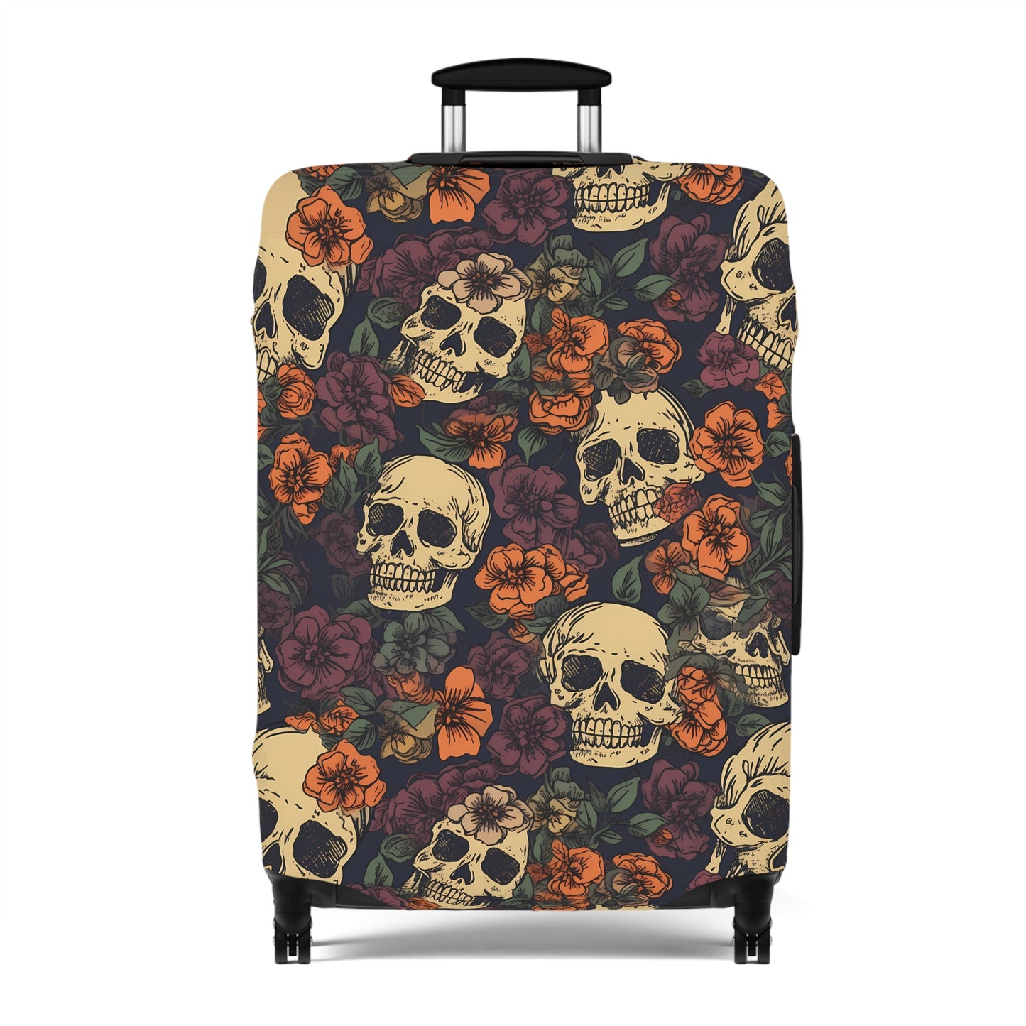Floral Skull Luggage Cover - Stylish Skull Suitcase Cover