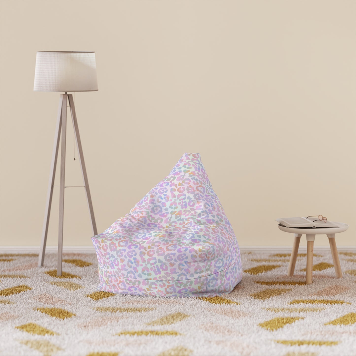 Leopard Print Bean Bag Chair Cover - Exotic High-Quality Polyester Slipcover with Secure Zip