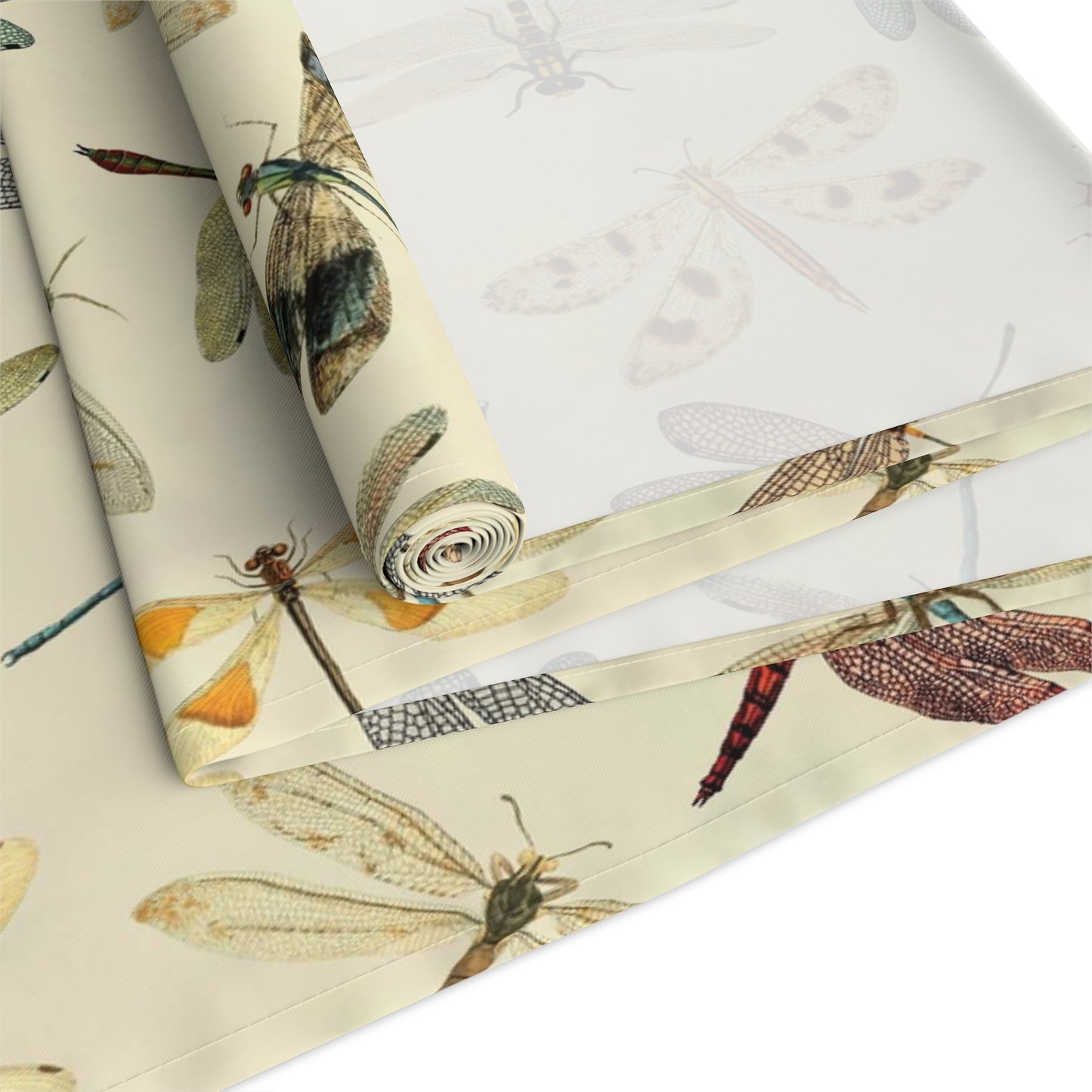 Dragonfly Print Table Runner - Elegant Whimsy, Cotton Twill or Polyester - Perfect for Nature-Inspired Home Decor