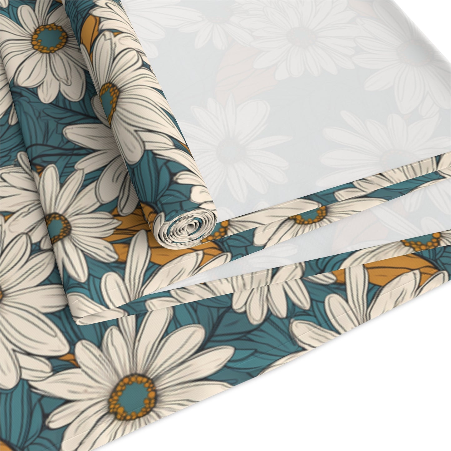Daisy Print Table Runner - Fresh and Simple, Cotton Twill or Polyester - Perfect for Light & Airy Home Decor