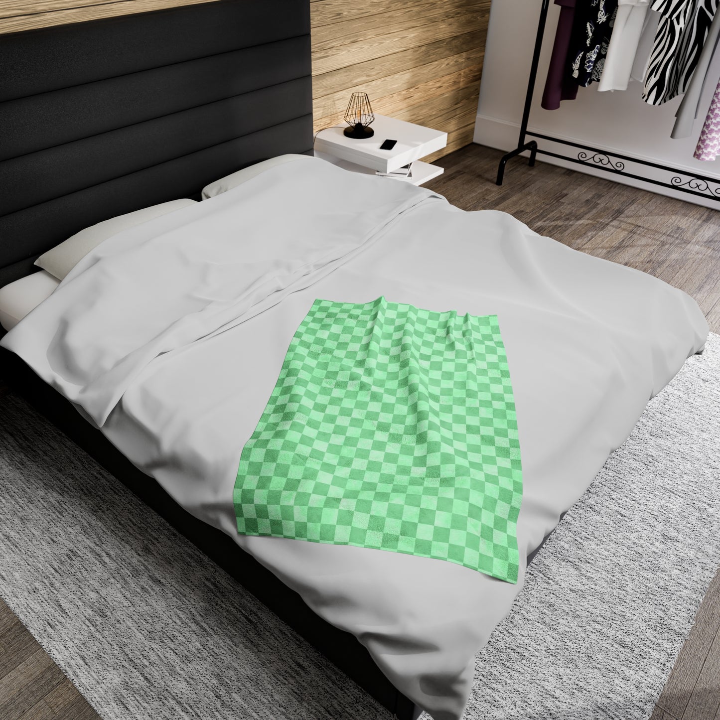 Pastel Checkers Velveteen Plush Blanket | Soft, Trendy, Luxurious and Comforting | Available in Multiple Sizes