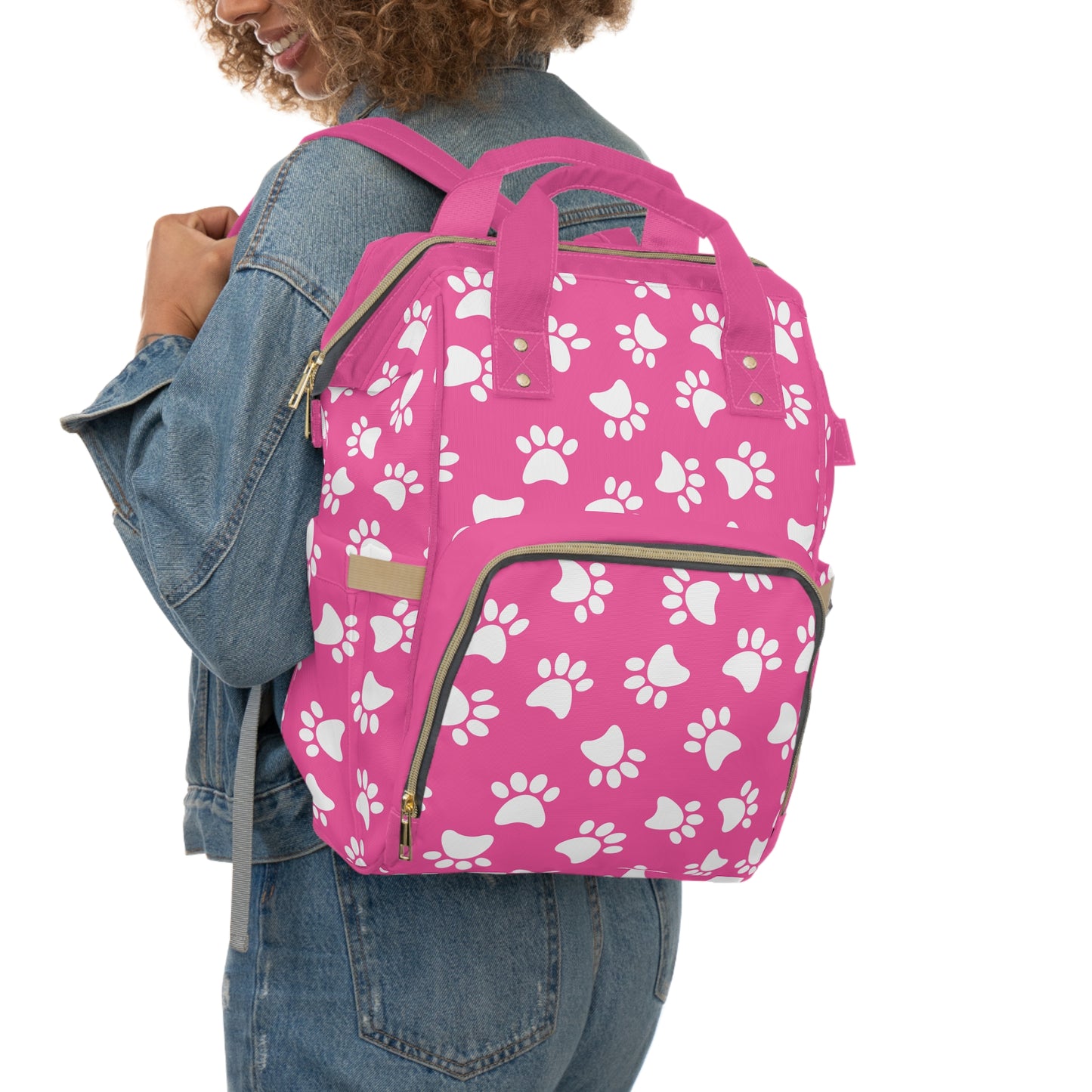 Paw Print Diaper Backpack - Cute & Durable Nappy Bag, Spacious Organized Design for Pet-Owning Parents