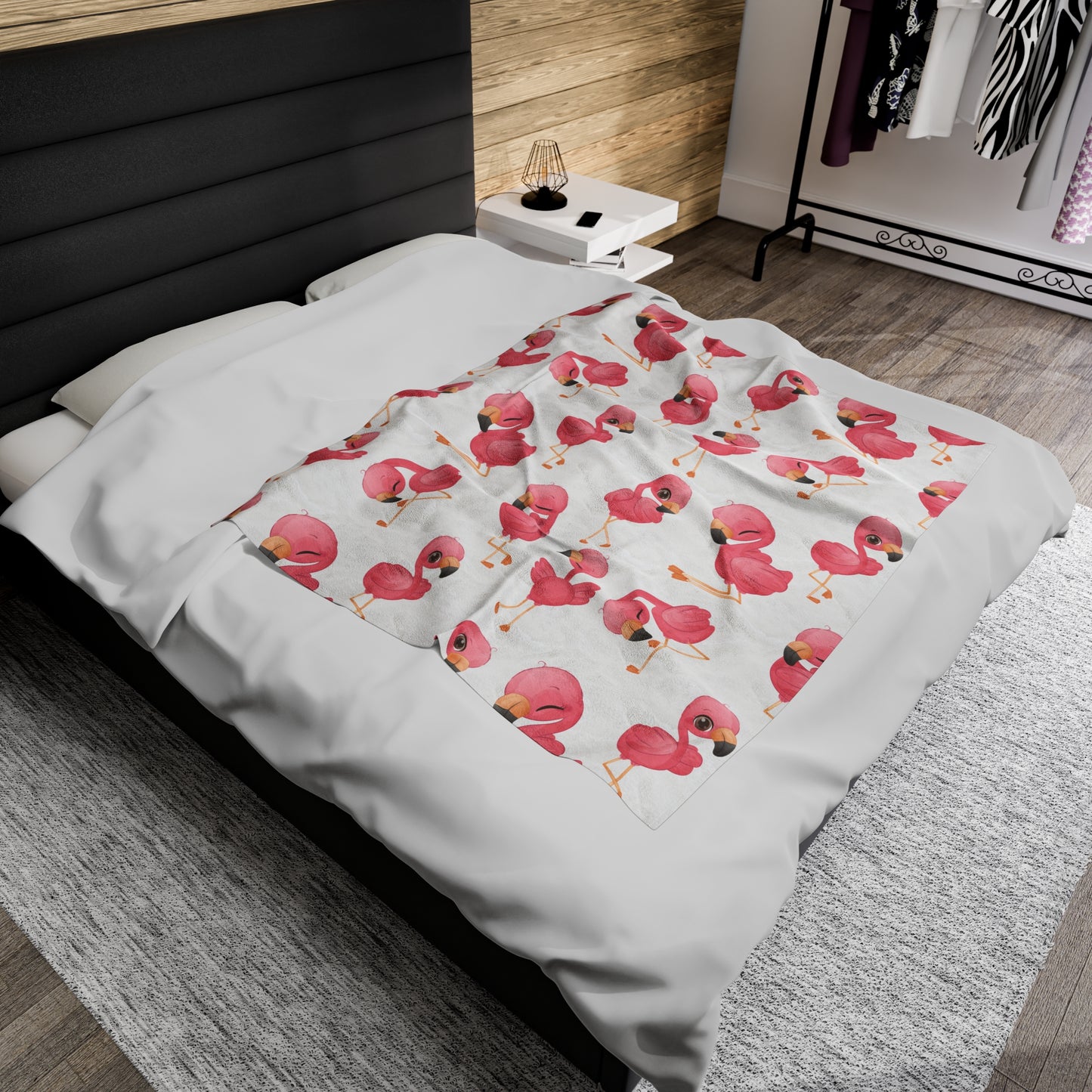 Flamingo Velveteen Plush Blanket | Soft, Tropical, Luxurious and Comforting | Available in Multiple Sizes