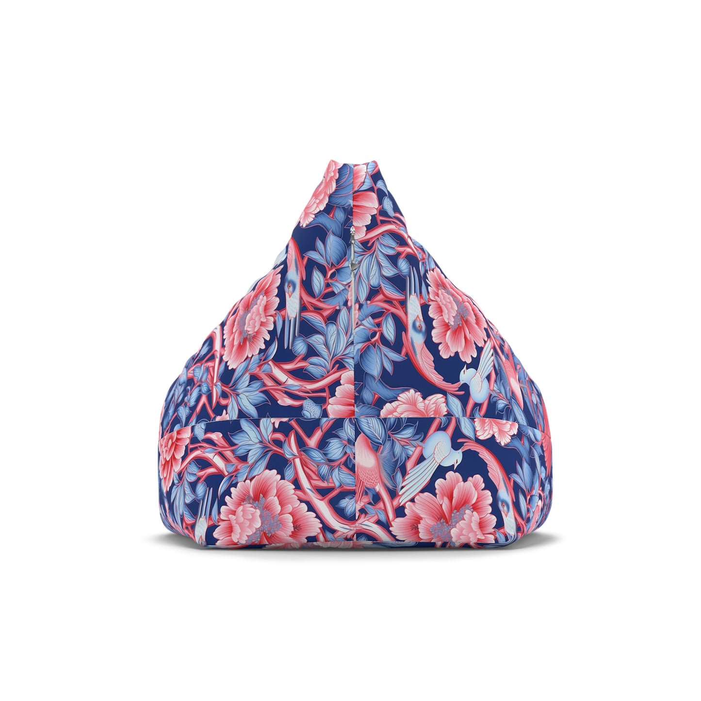 Chinoiserie Bean Bag Chair Cover - Elegant Oriental-Inspired Polyester Slipcover with Secure Zip - Fits Various Sizes