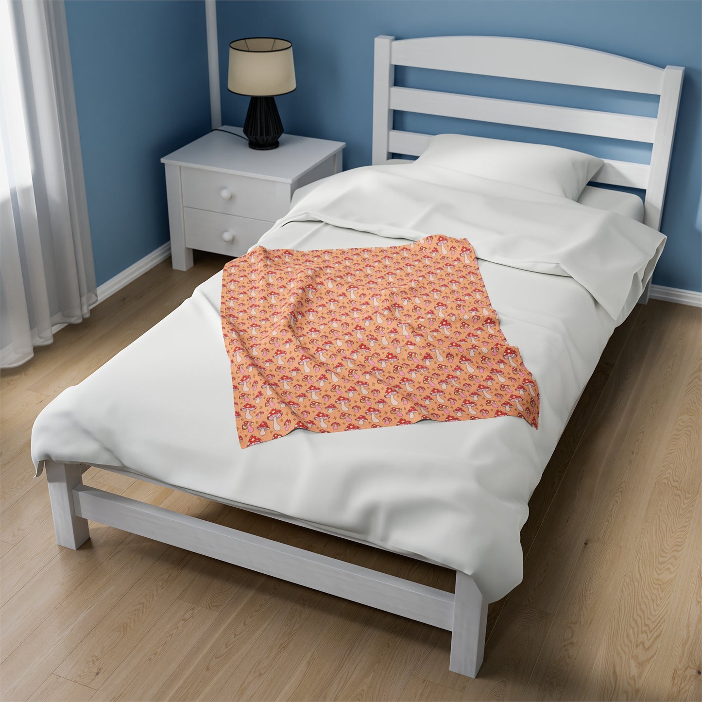 Mushroom Velveteen Plush Blanket | Soft, Whimsical, Luxurious and Comforting | Available in Multiple Sizes