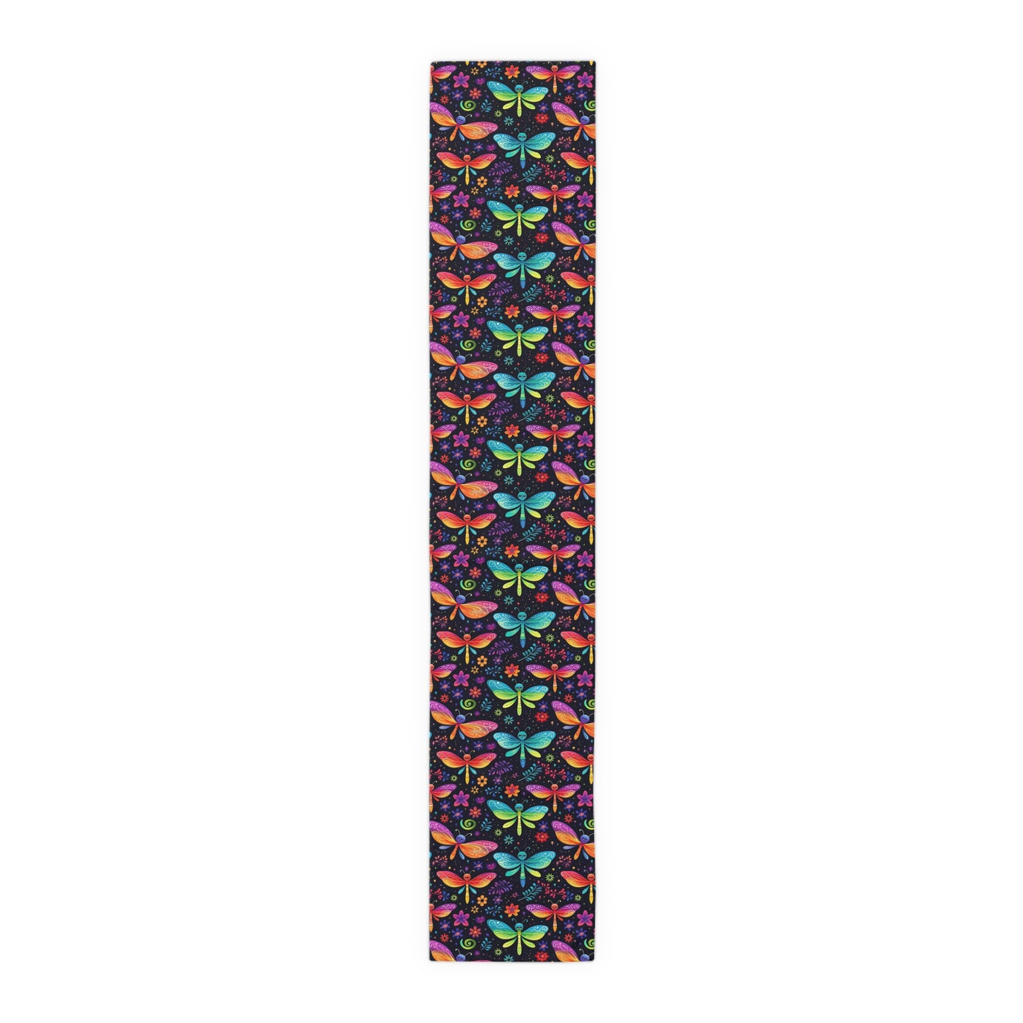 Dragonfly Print Table Runner - Elegant Whimsy, Cotton Twill or Polyester - Perfect for Nature-Inspired Home Decor