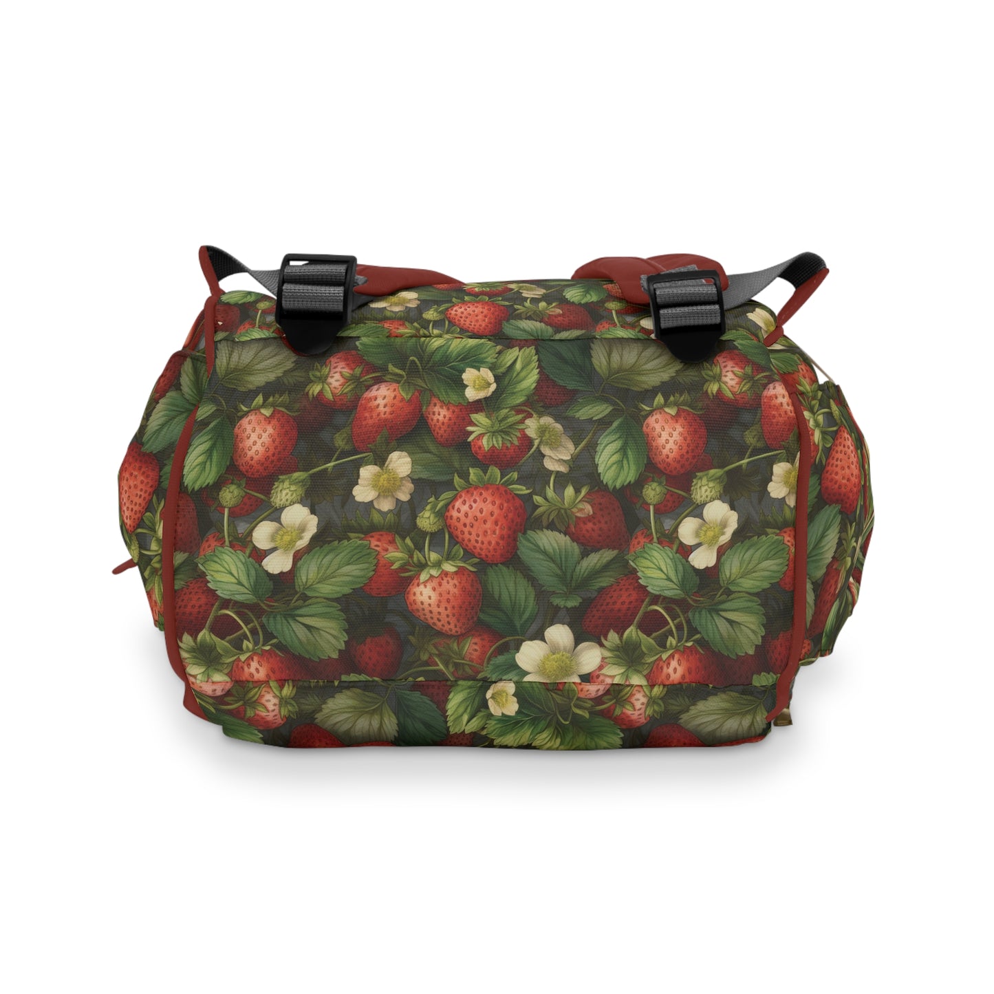Multifunctional Strawberry Diaper Backpack - Convenient Storage for On-the-Go Parents