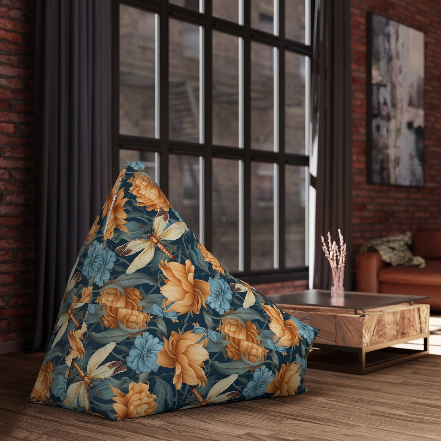 Dragonfly Bean Bag Chair Cover - Whimsical Design Durable Polyester Slipcover