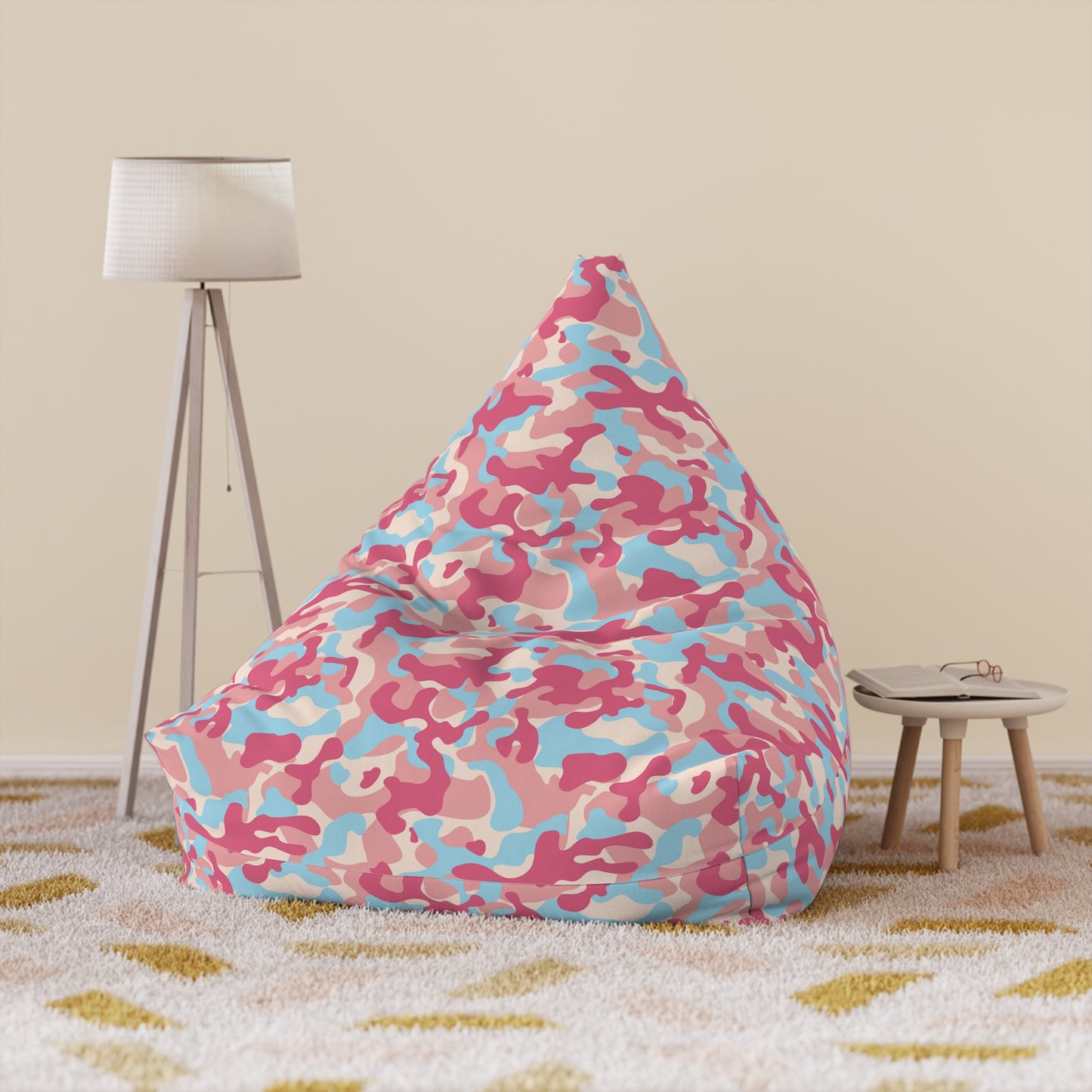 Camouflage Bean Bag Chair Cover - Durable Polyester, Locking Zipper, 2 Sizes Camo Bean Bag Cover