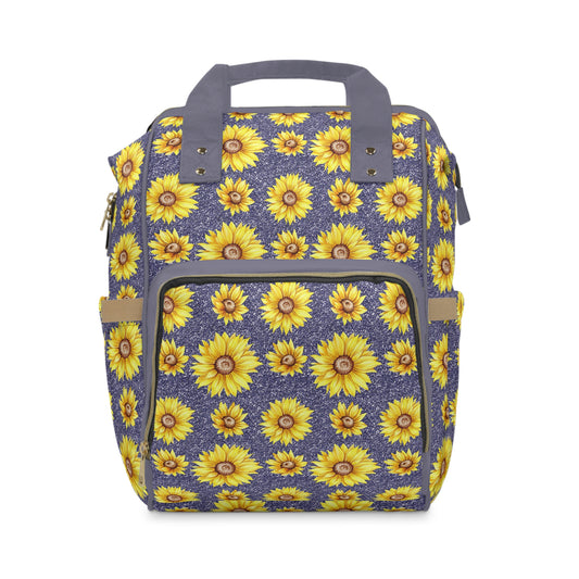 Sunflower Diaper Backpack - Bright & Multifunctional Baby Bag with Sunflower Design, Perfect for Nature-Loving Parents