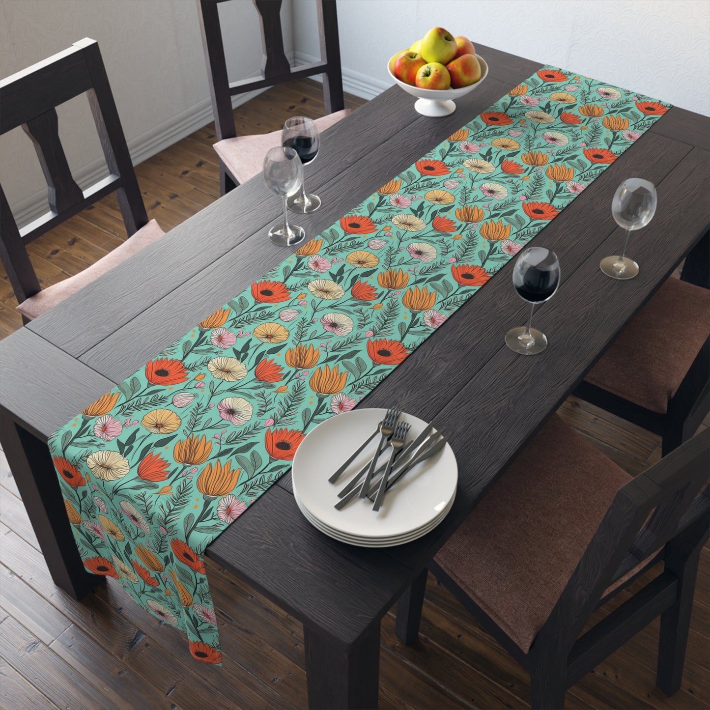 Boho Floral Table Runner - Vibrant Designs in Cotton Twill or Polyester - Ideal for Natural Home Decor
