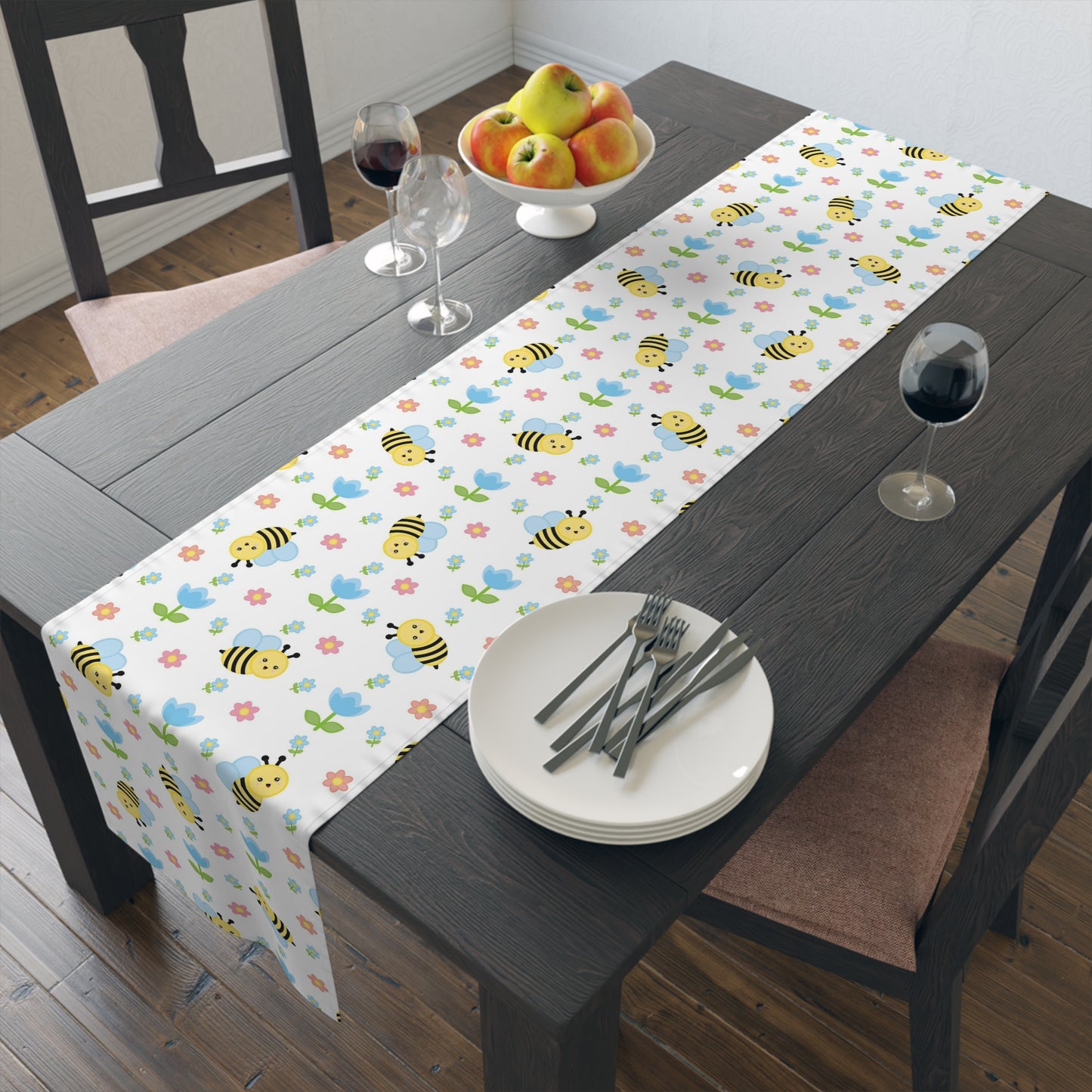 Honey Bee Print Table Runner - Buzzing with Charm - Perfect for Nature Lovers Homes