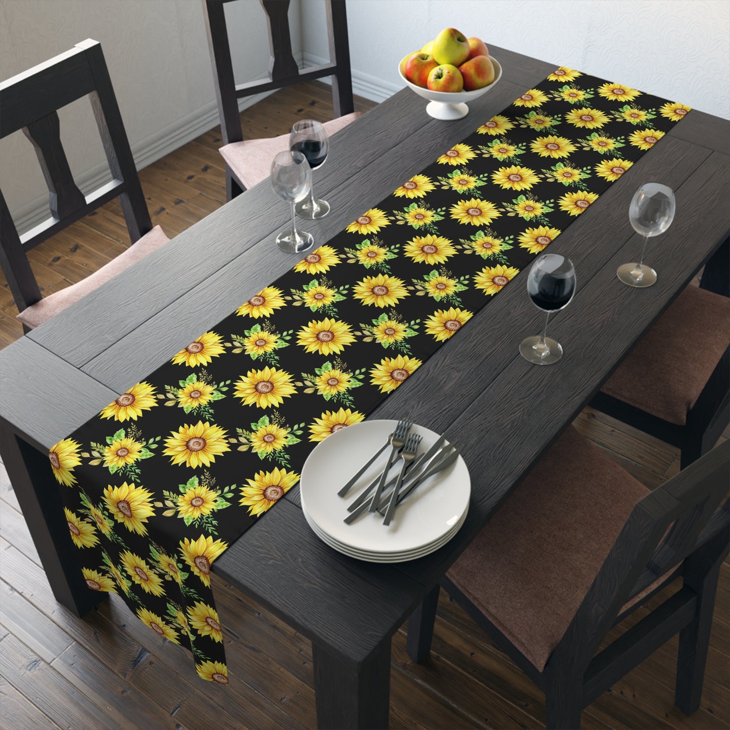 Sunflower Print Table Runner - Bright and Cheerful, Cotton Twill or Polyester - Perfect for Sunny Home Decor