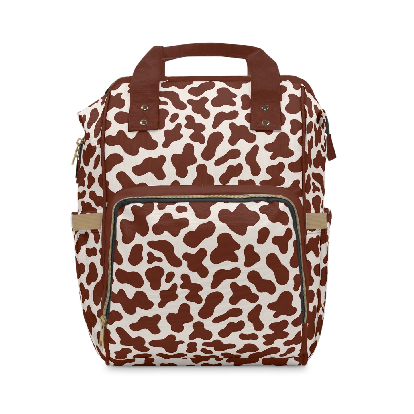 Trendy Cow Print Diaper Backpack - Durable Baby Bag with Unique Cow Pattern, Spacious Nappy Bag for Fashion-Forward Parents