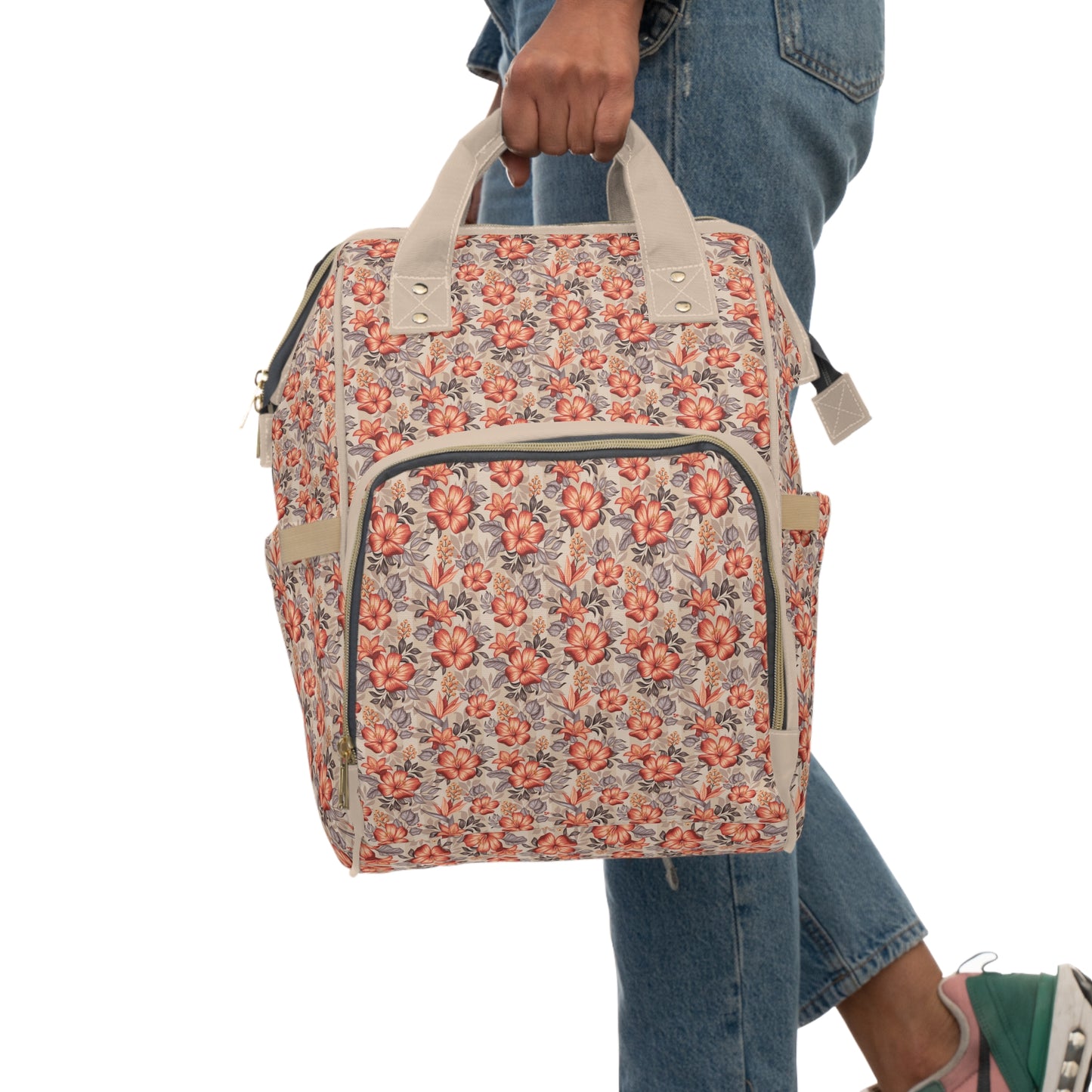 Boho Floral Diaper Backpack - Multifunctional & Spacious Floral Baby Bag for Trendy Parents