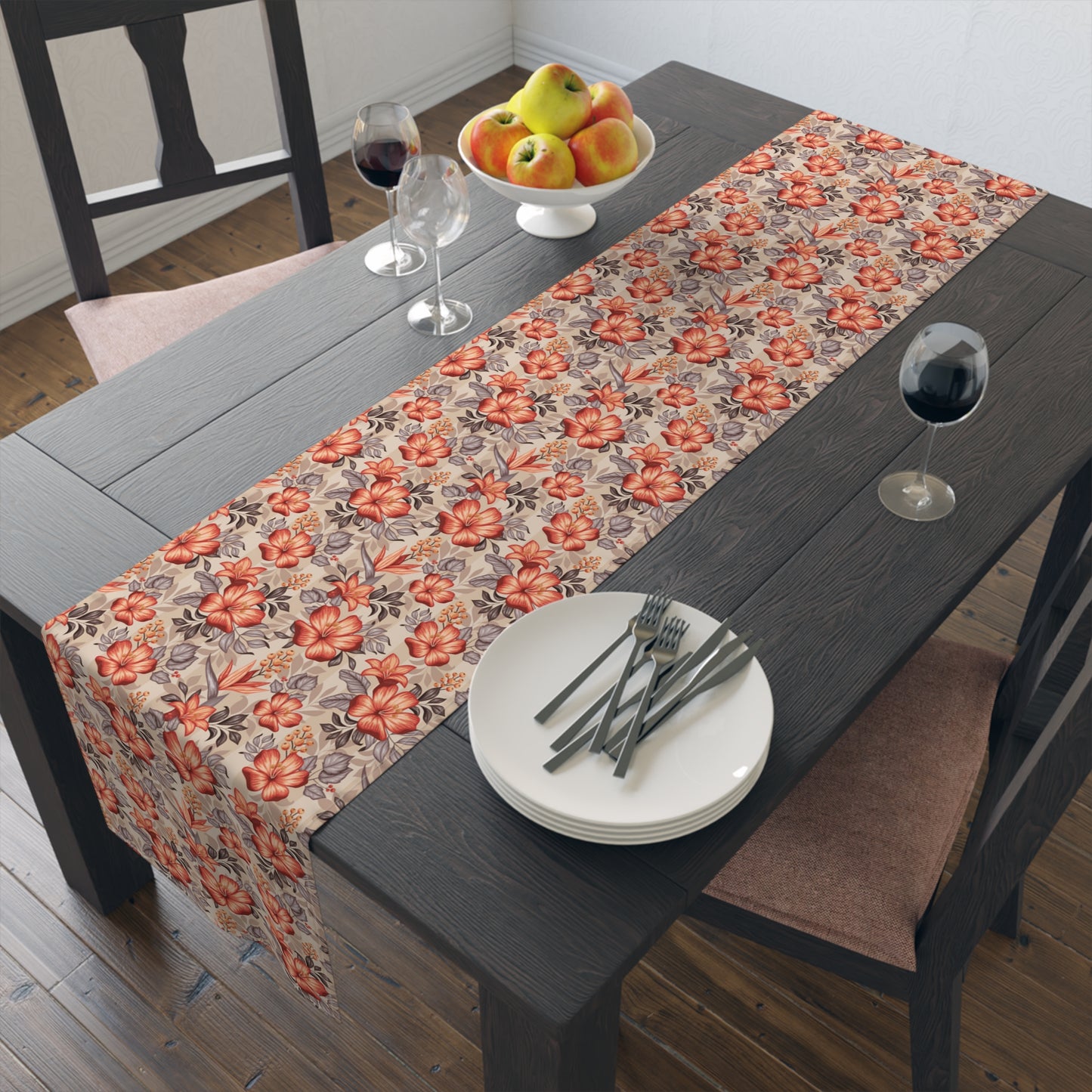 Boho Floral Table Runner - Vibrant Designs in Cotton Twill or Polyester - Ideal for Natural Home Decor