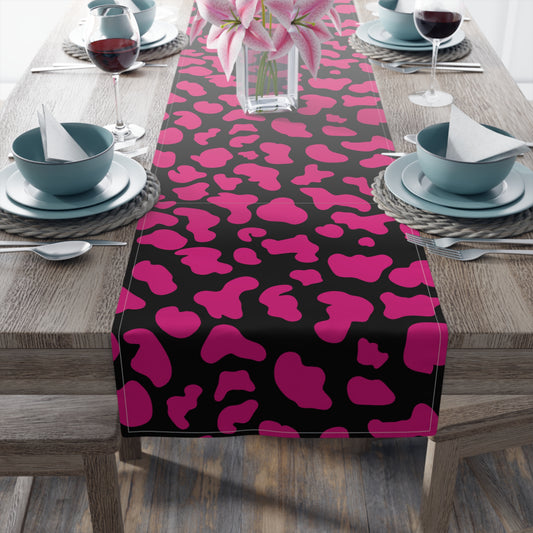 Cow Print Table Runner - Chic Farmhouse Style, Available in Cotton Twill or Polyester - Elevate Your Home Decor