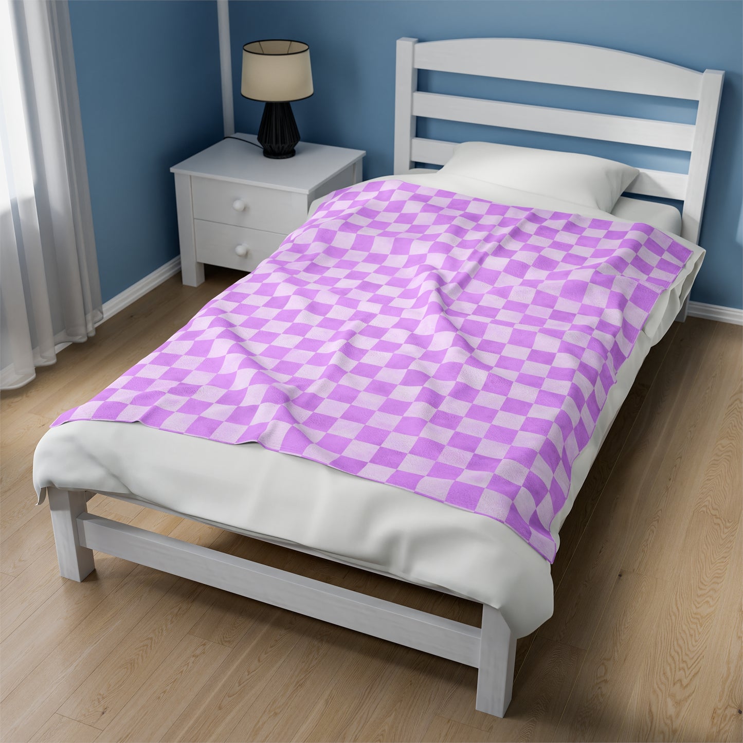 Pastel Checkers Velveteen Plush Blanket | Soft, Trendy, Luxurious and Comforting | Available in Multiple Sizes
