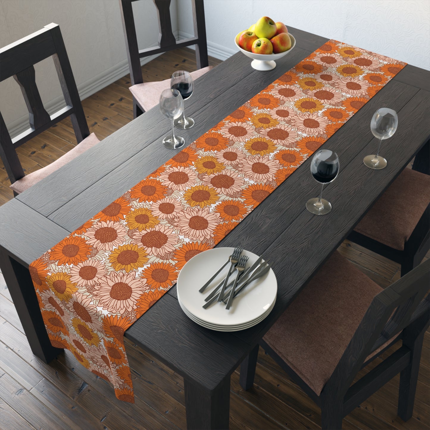 Sunflower Print Table Runner - Bright and Cheerful, Cotton Twill or Polyester - Perfect for Sunny Home Decor