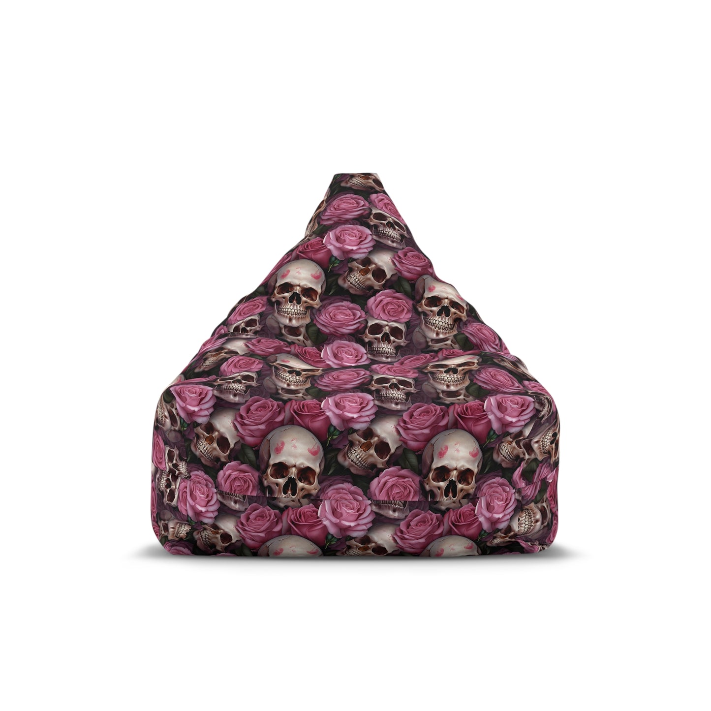 Floral Skull Bean Bag Chair Cover - Lockable Zipper, 2 Size Options, Gothic Home Decor