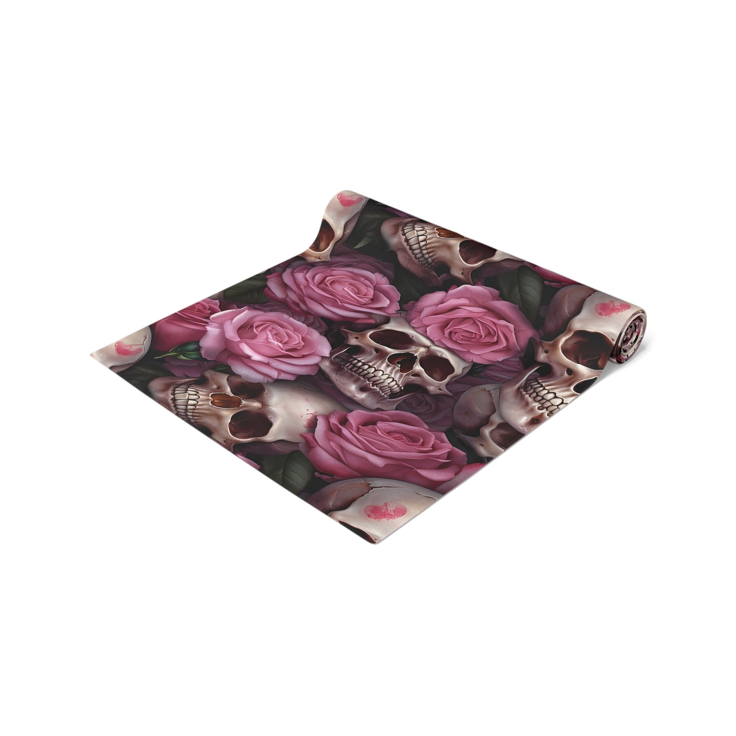 Skull Print Table Runner - Bold Cotton Twill or Sleek Polyester - Ideal for Gothic & Edgy Home Decor