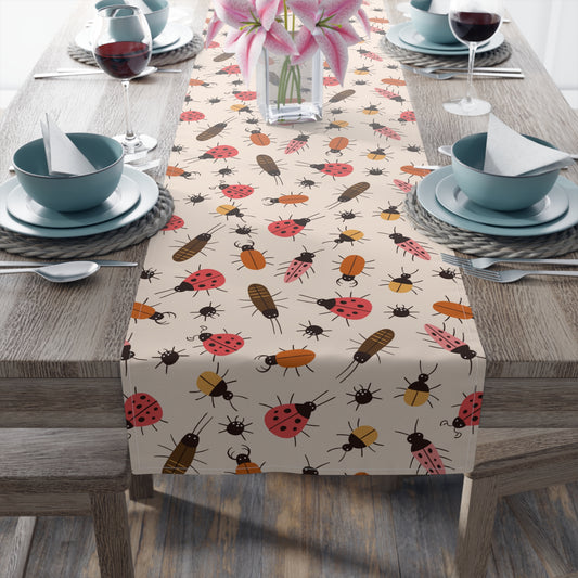 Insect Print Table Runner - Detailed Elegance, Cotton Twill or Polyester - Perfect for Nature Enthusiasts & Scientific Decor
