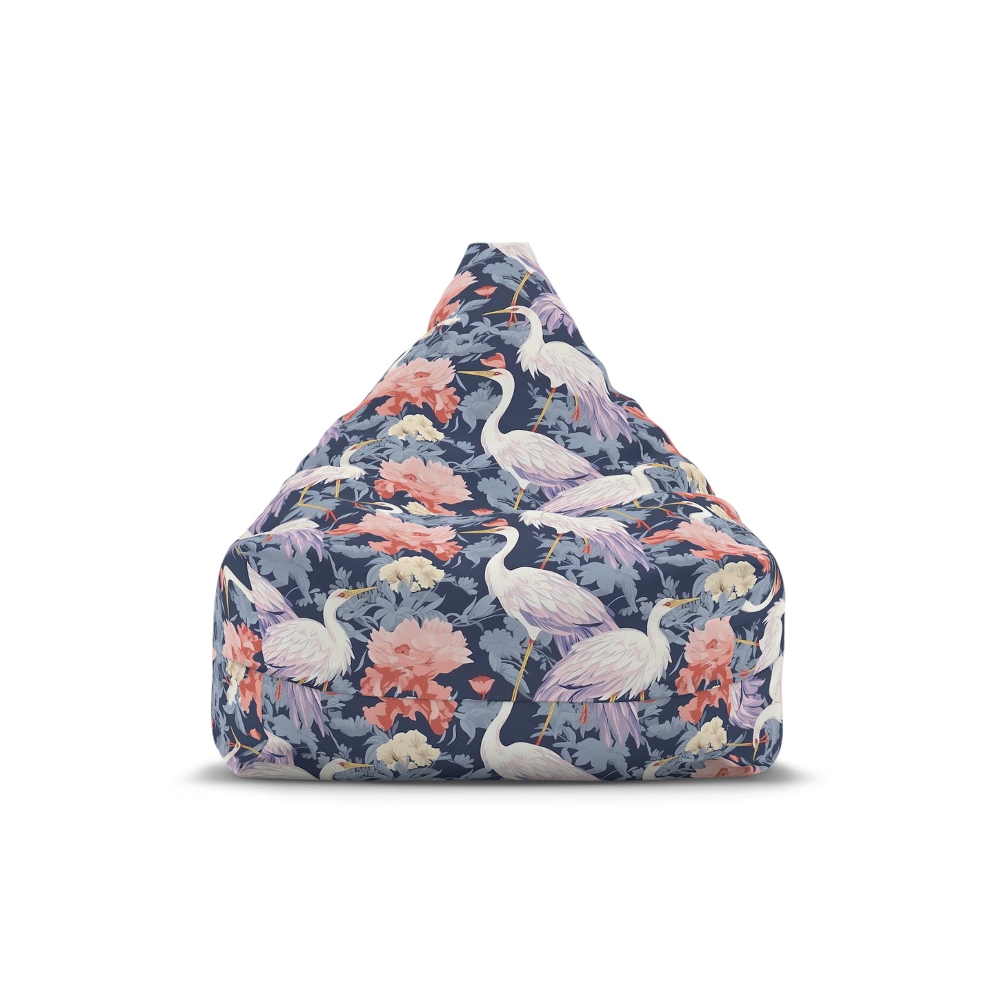 Chinoiserie Bean Bag Chair Cover - Elegant Oriental-Inspired Polyester Slipcover with Secure Zip - Fits Various Sizes