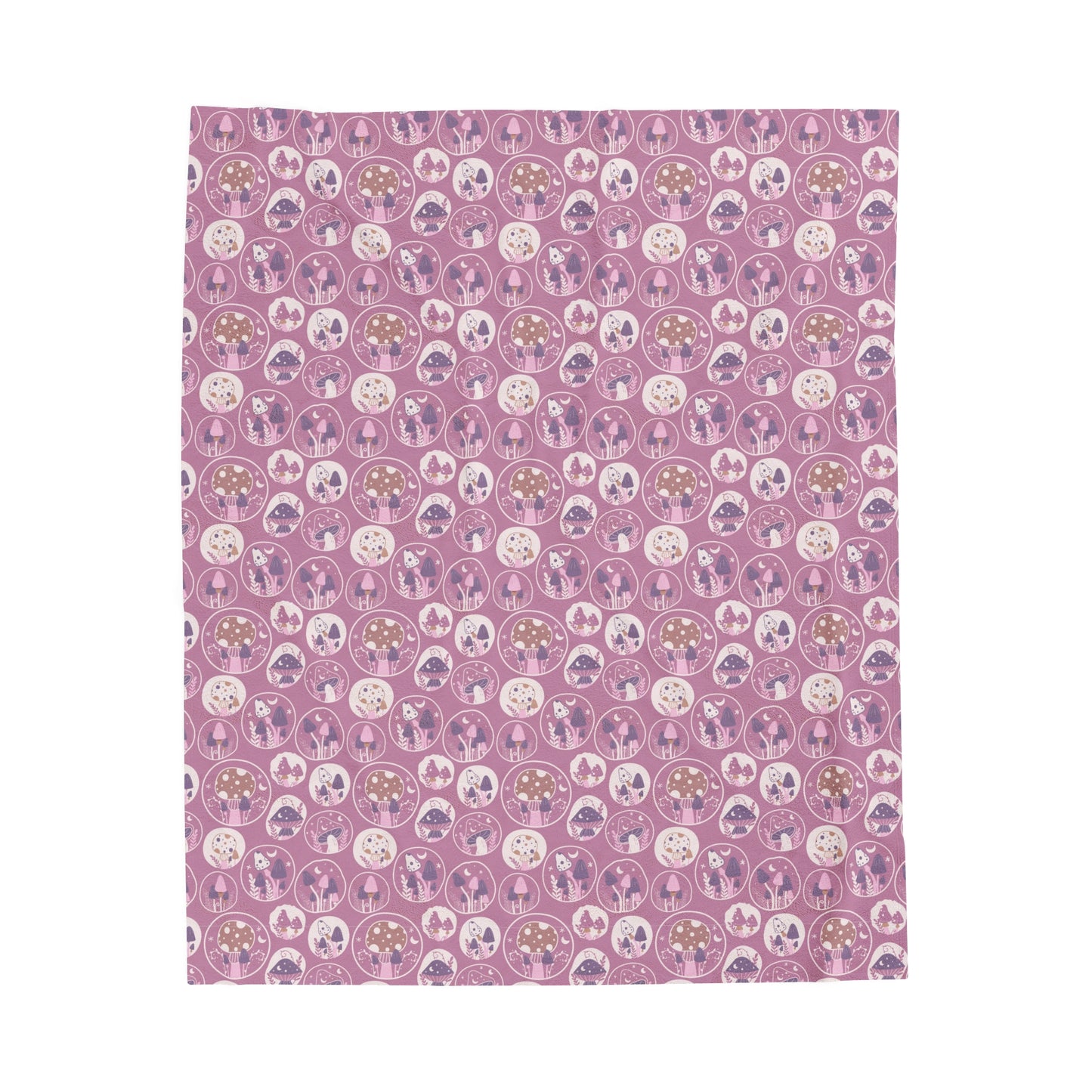 Mushroom Velveteen Plush Blanket | Soft, Whimsical, Luxurious and Comforting | Available in Multiple Sizes