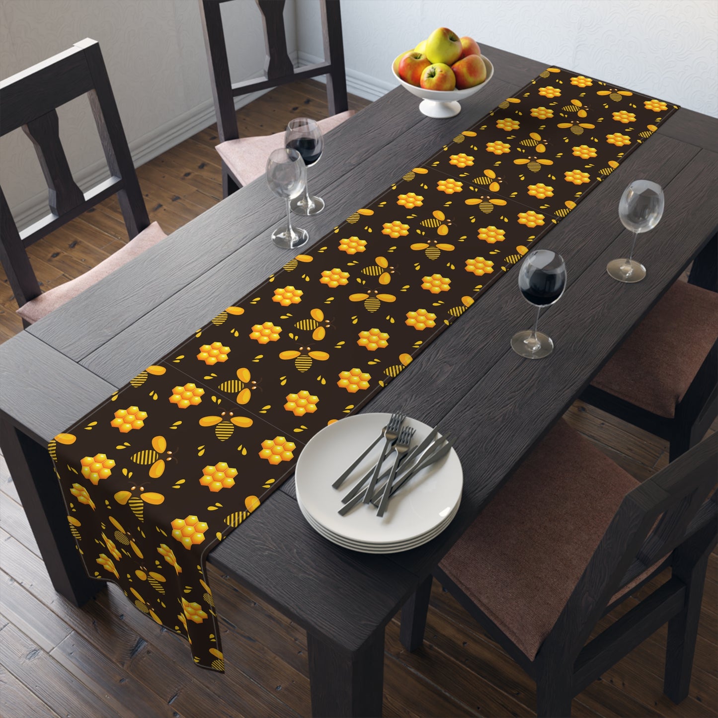 Honey Bee Print Table Runner - Buzzing with Charm - Perfect for Nature Lovers Homes