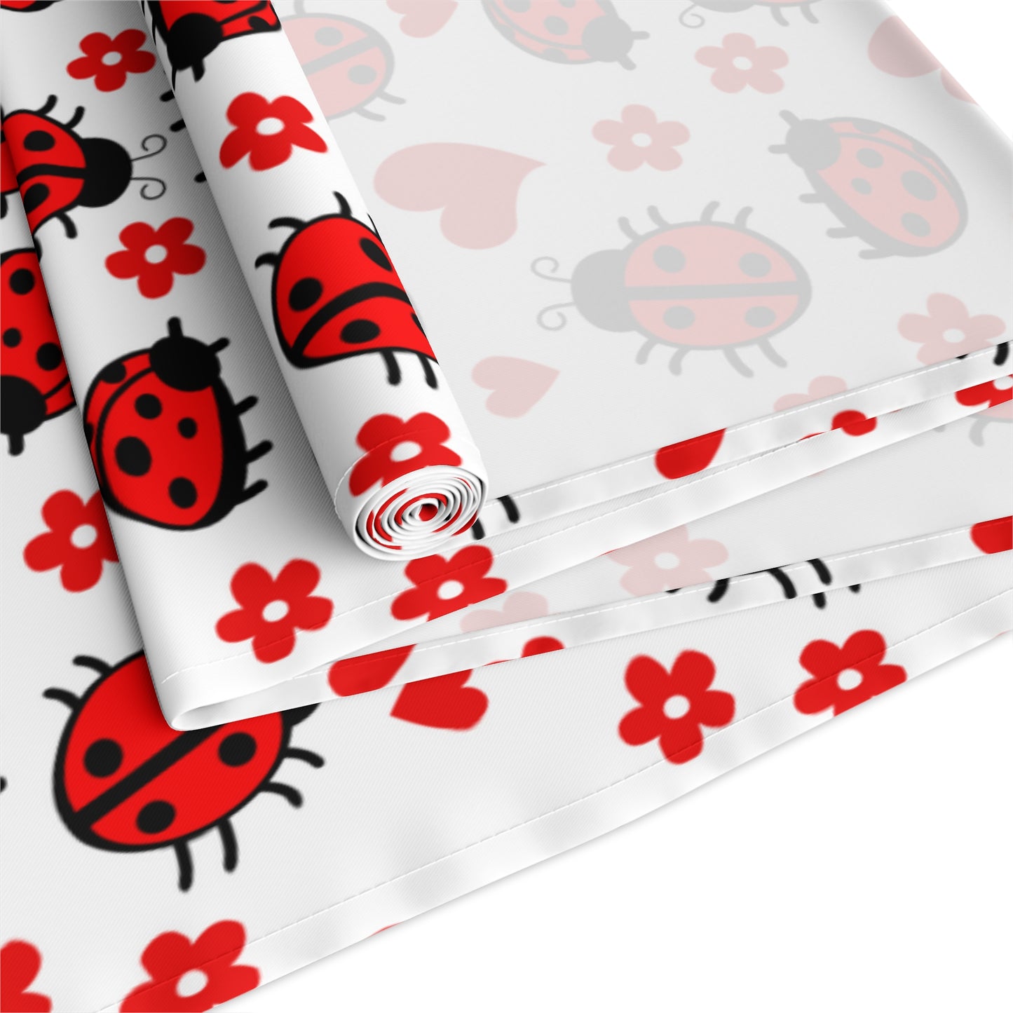 Ladybug Print Table Runner - Charming Good Luck, Cotton Twill or Polyester - Perfect for Nature-Inspired Home Decor