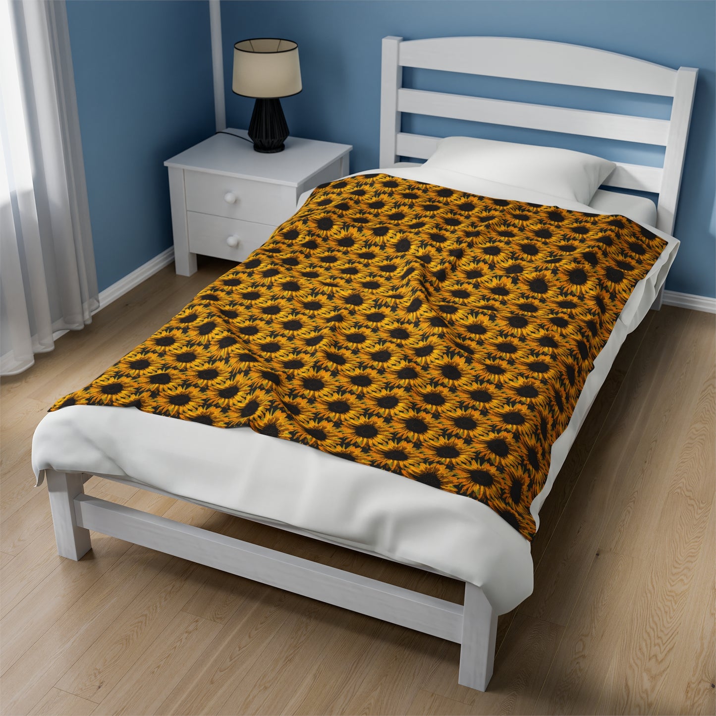 Sunflower Velveteen Plush Blanket | Soft, Vibrant, Luxurious and Comforting | Available in Multiple Sizes