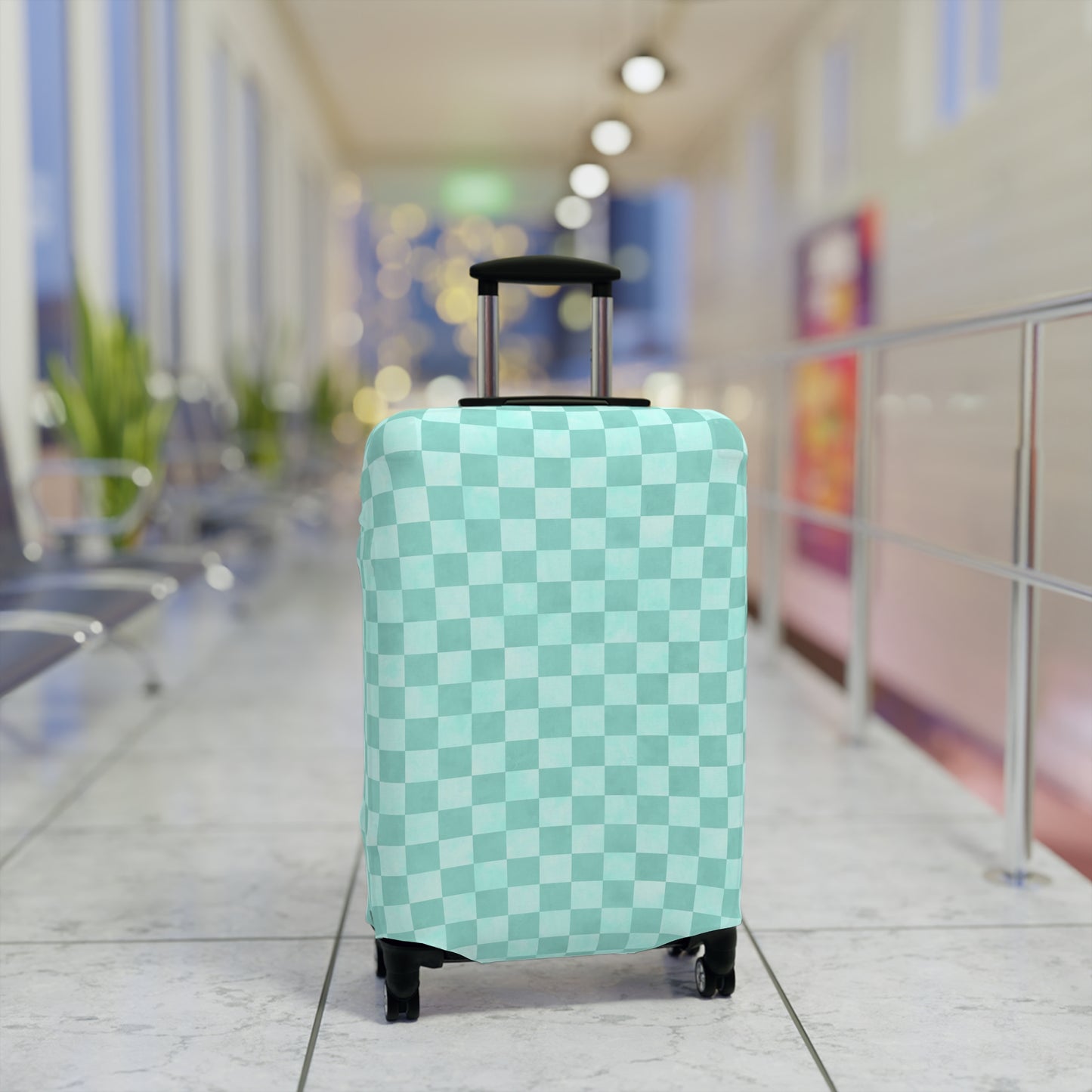 Pastel Checkers Luggage Cover - Checkers Suitcase Cover