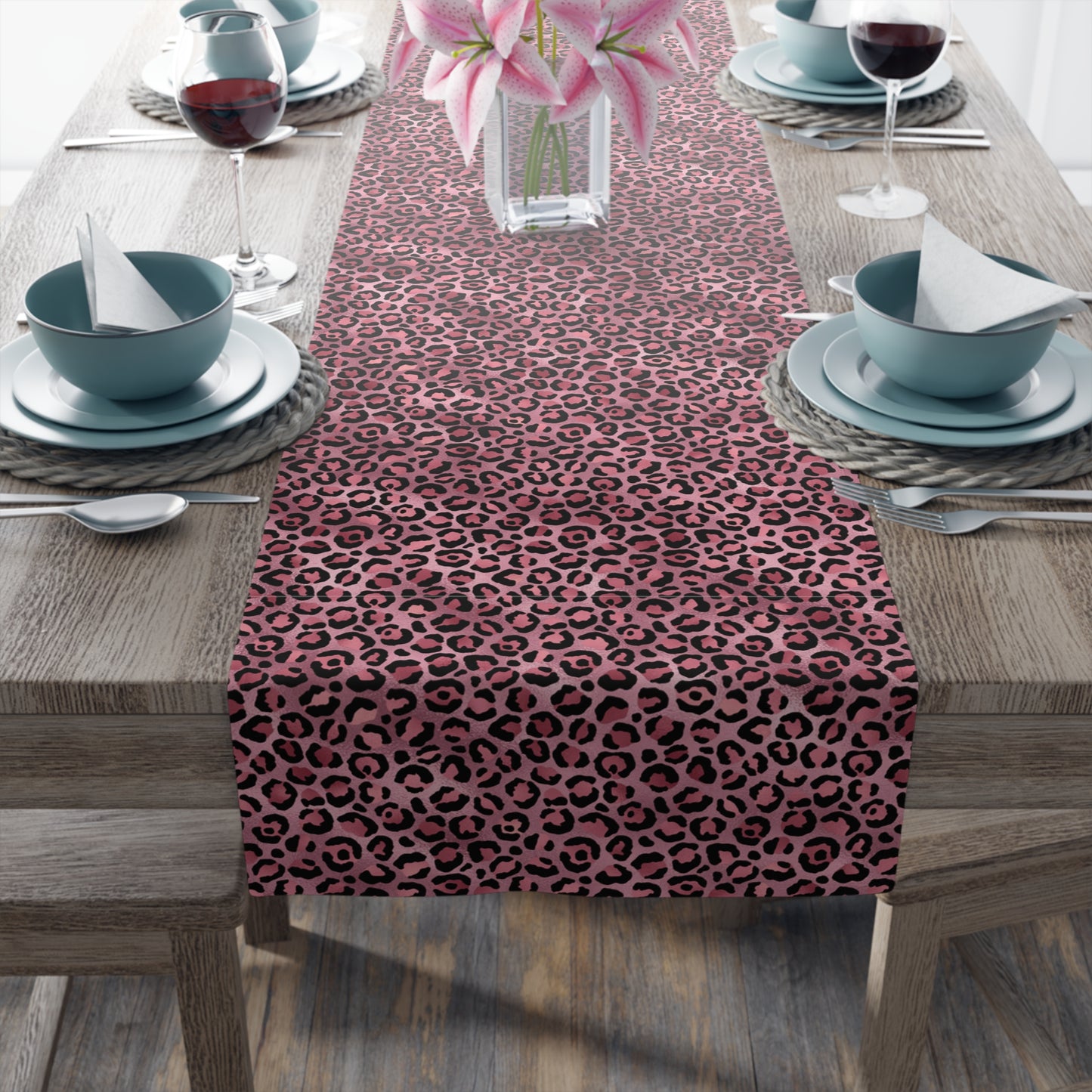 Leopard Print Table Runner - Bold Exotic Elegance, Cotton Twill or Polyester - Perfect for Safari & Glamorous Home Decor