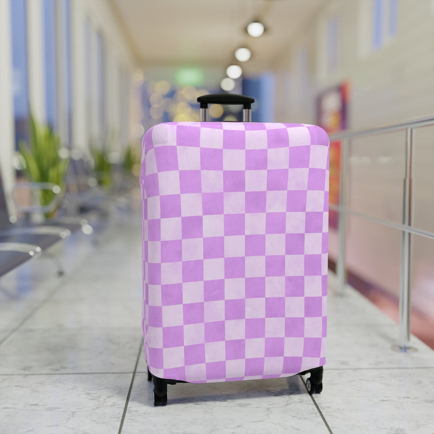 Pastel Checkers Luggage Cover - Checkers Suitcase Cover