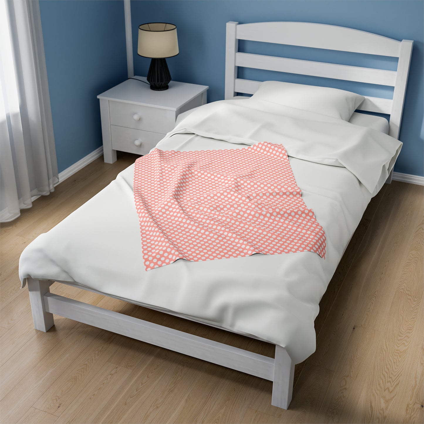 Pastel Polka Dot Velveteen Plush Blanket | Soft, Playful, Luxurious and Comforting | Available in Multiple Sizes