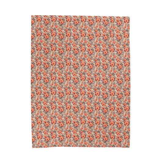Boho Floral Velveteen Plush Blanket | Soft, Artistic, Luxurious and Comforting | Available in Multiple Sizes