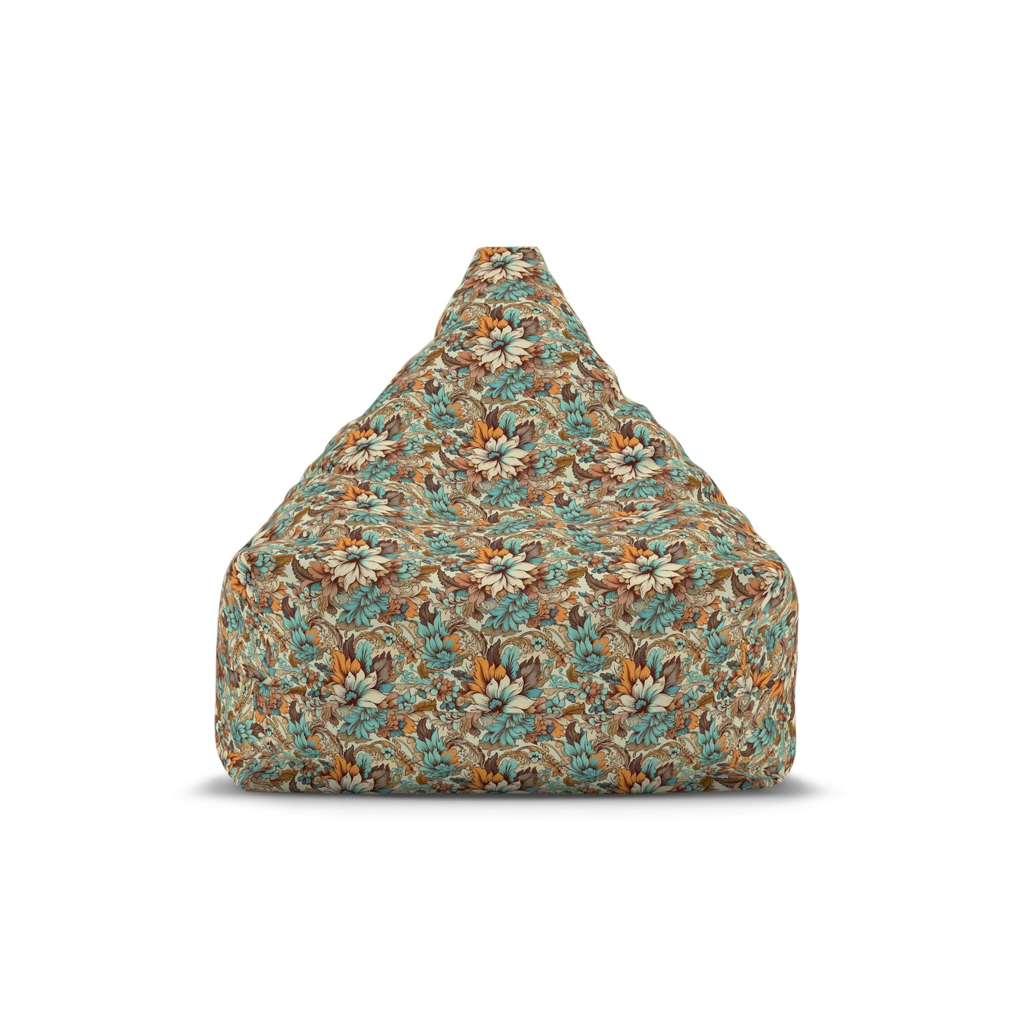 Boho Floral Bean Bag Chair Cover - Durable Polyester, Locking Zipper, 2 Sizes