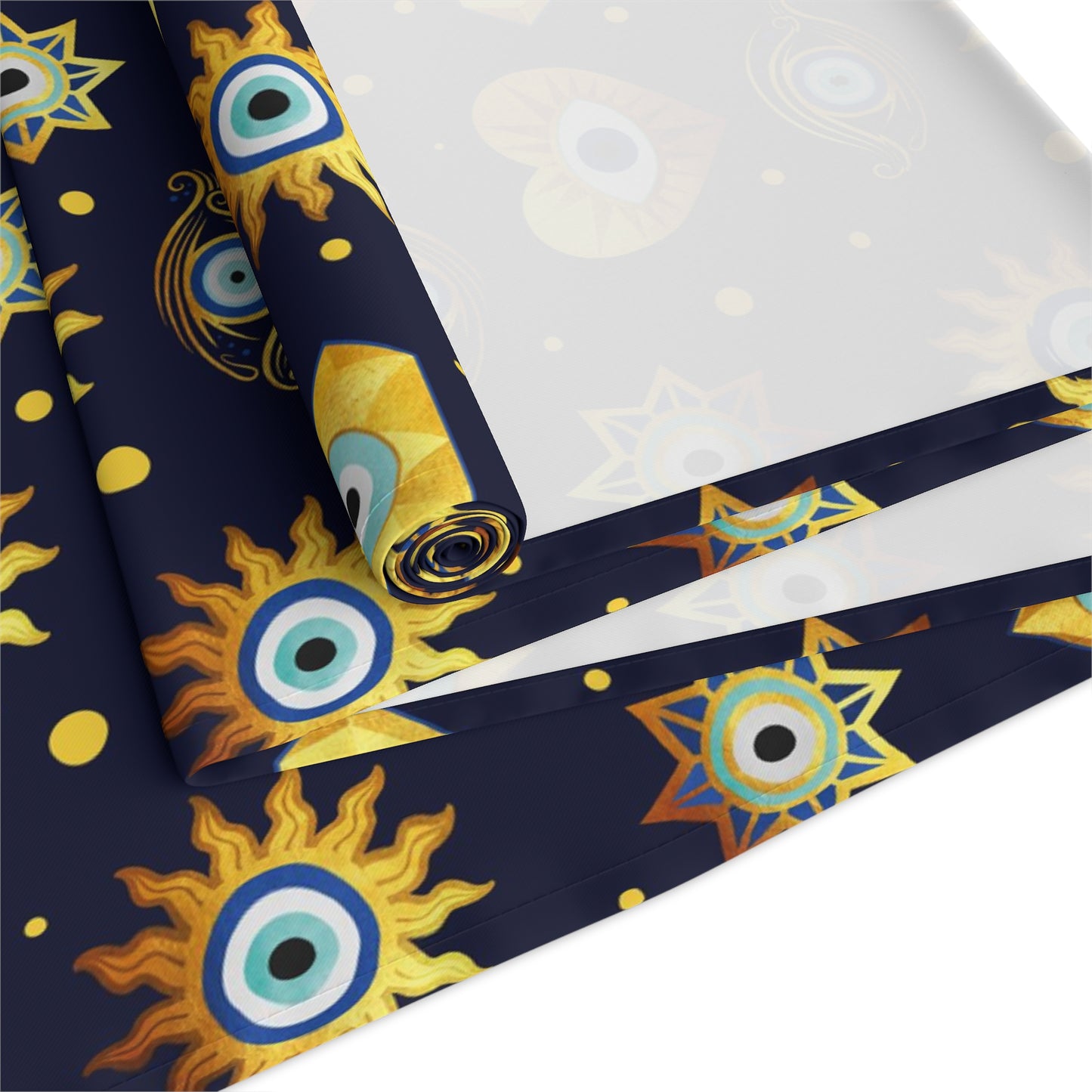 Evil Eye Print Table Runner - Mystical Protection in Cotton Twill or Polyester - Perfect for Spiritual Home Decor