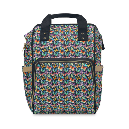 Elegant Butterfly Diaper Backpack - Lightweight & Durable Nylon Baby Bag with Beautiful Butterfly Motifs, Ideal for On-The-Go Parents