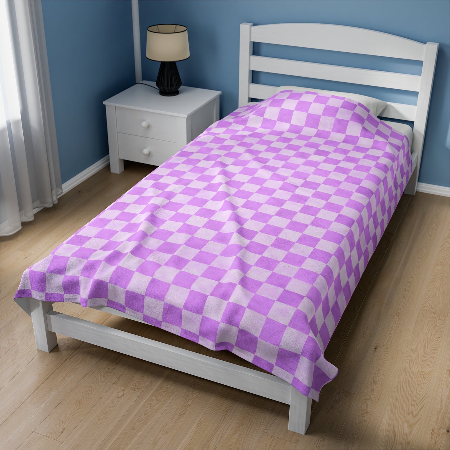 Pastel Checkers Velveteen Plush Blanket | Soft, Trendy, Luxurious and Comforting | Available in Multiple Sizes