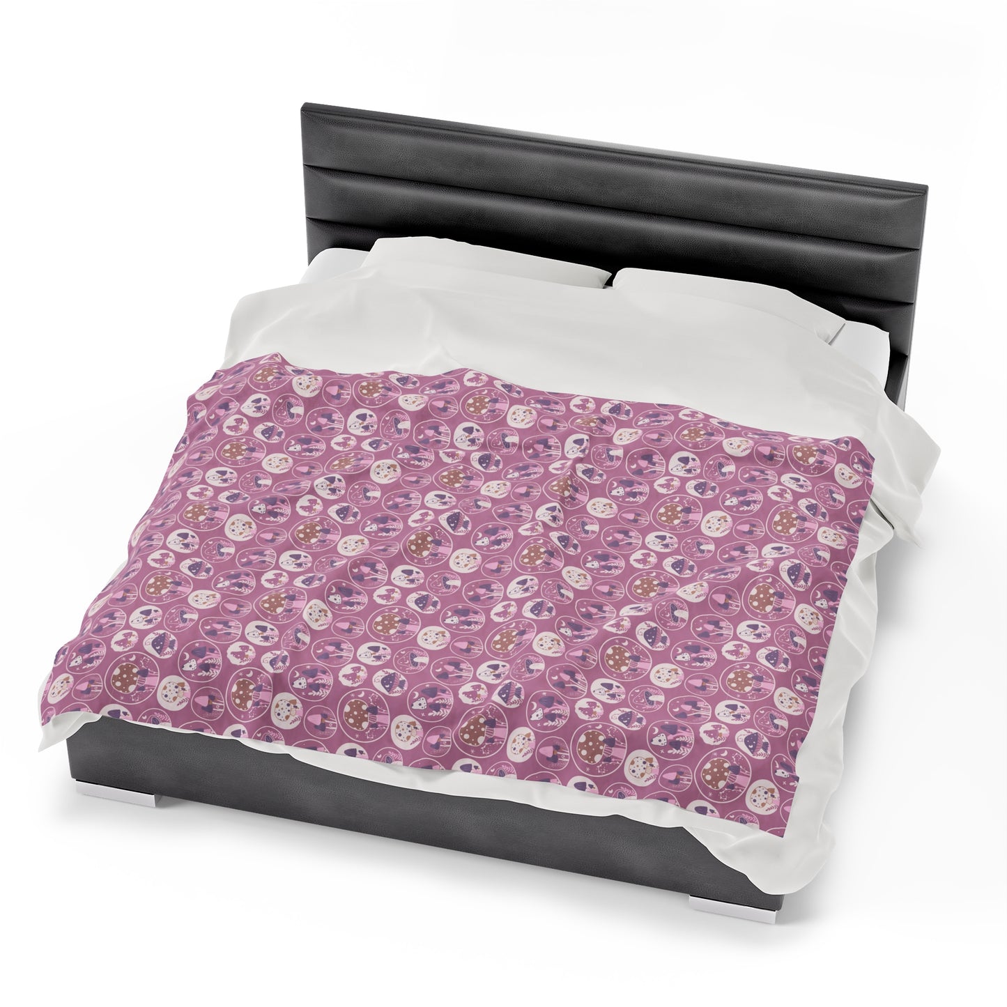 Mushroom Velveteen Plush Blanket | Soft, Whimsical, Luxurious and Comforting | Available in Multiple Sizes