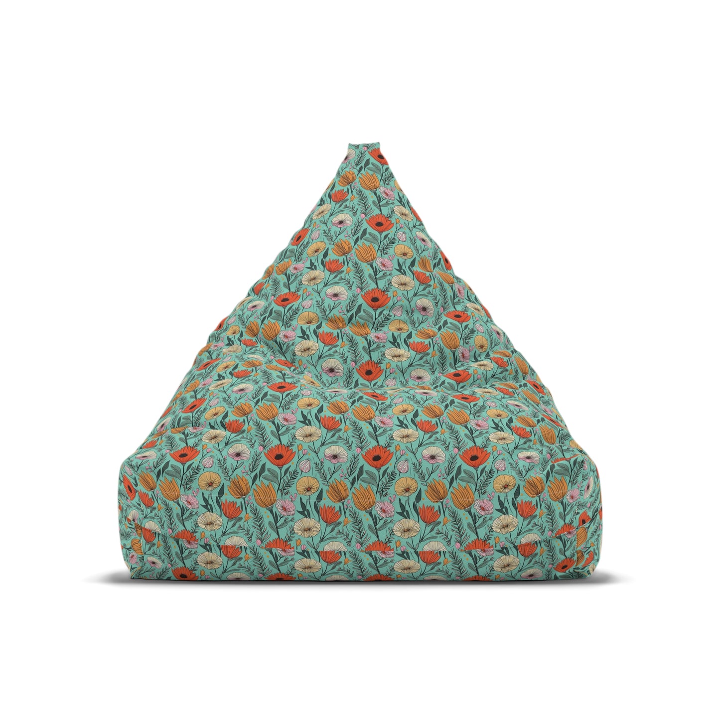 Boho Floral Bean Bag Chair Cover - Durable Polyester, Locking Zipper, 2 Sizes