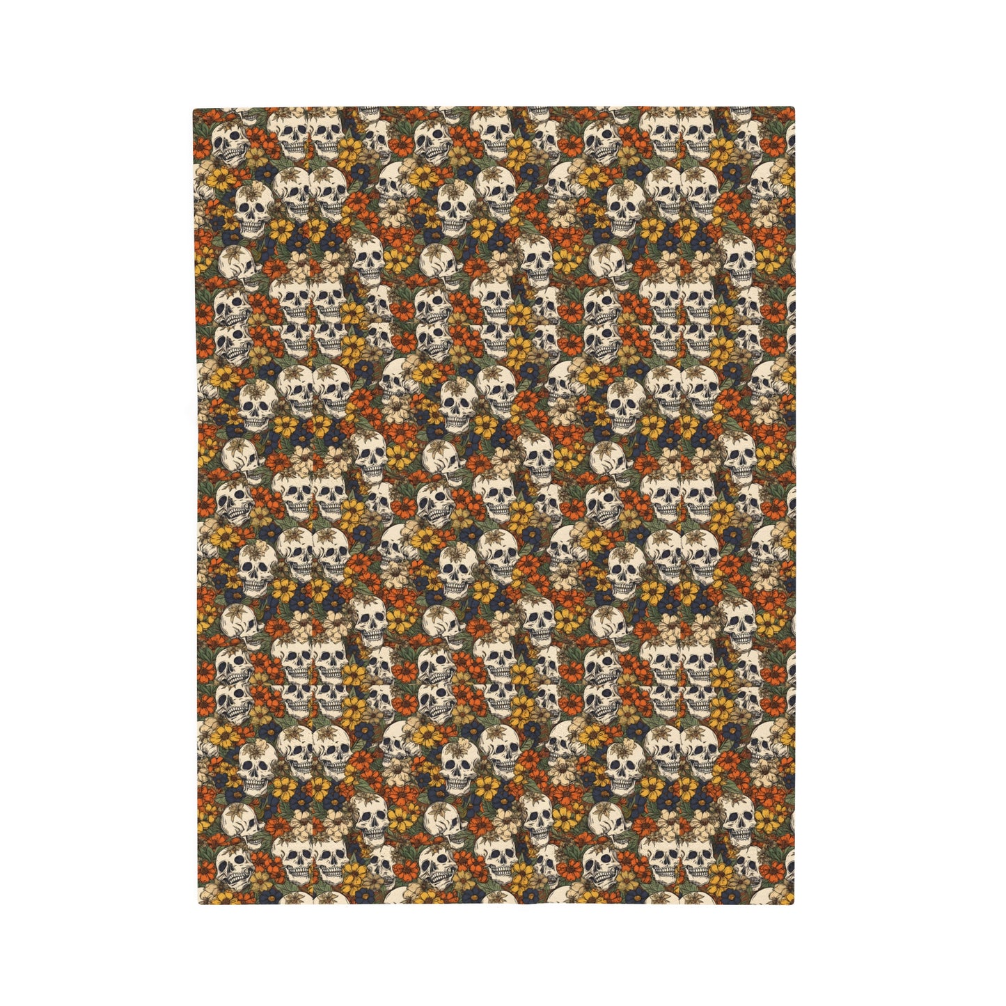 Skull Print Velveteen Plush Blanket | Soft, Edgy, Luxurious and Comforting | Available in Multiple Sizes