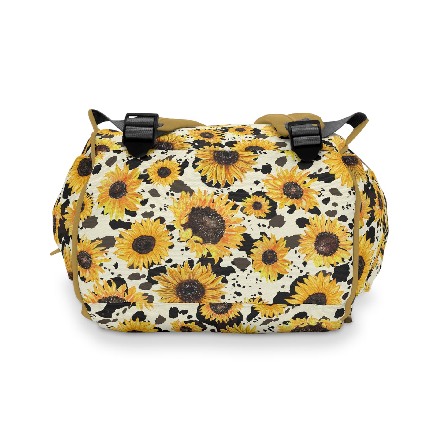 Sunflower Cow Print Diaper Backpack - Unique & Durable Diaper Tote, Perfect Blend of Style for Nature-Loving Parents