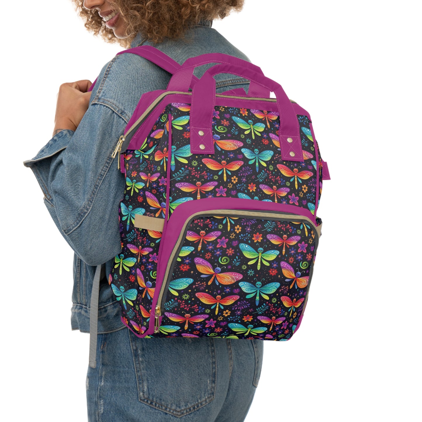 Dragonfly Diaper Backpack - Elegant & Functional Baby Bag with Cool Dragonfly Design, Ideal for Nature-Loving Parents