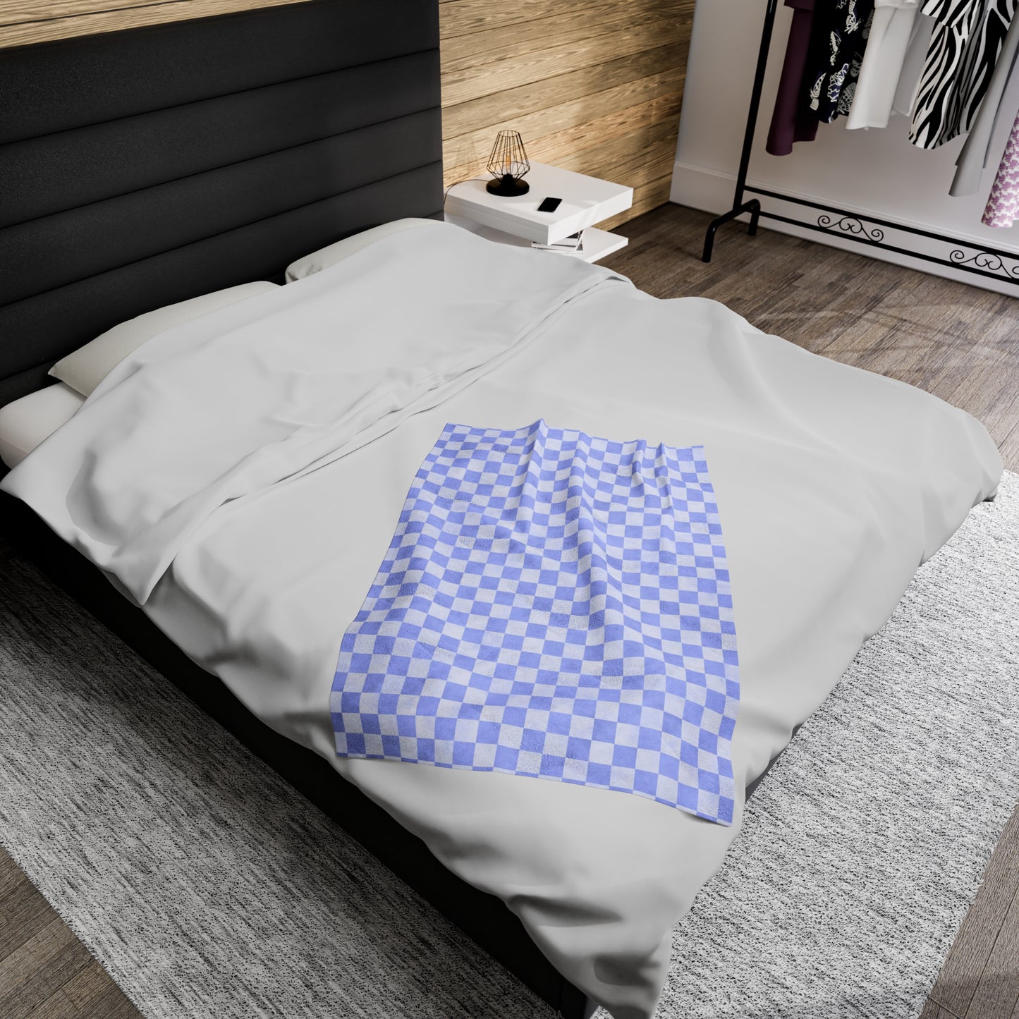 Pastel Checkers Velveteen Plush Blanket | Soft, Trendy, Luxurious and Comforting | Available in Multiple Sizes