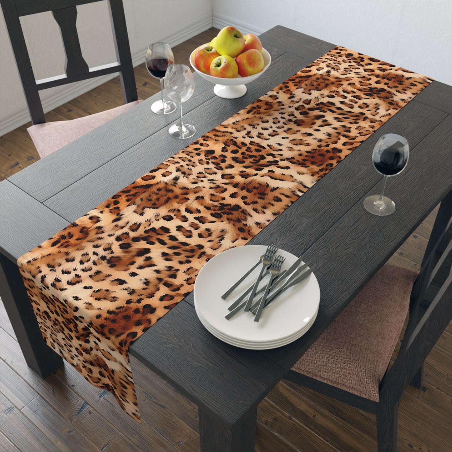 Leopard Print Table Runner - Bold Exotic Elegance, Cotton Twill or Polyester - Perfect for Safari & Glamorous Home Decor