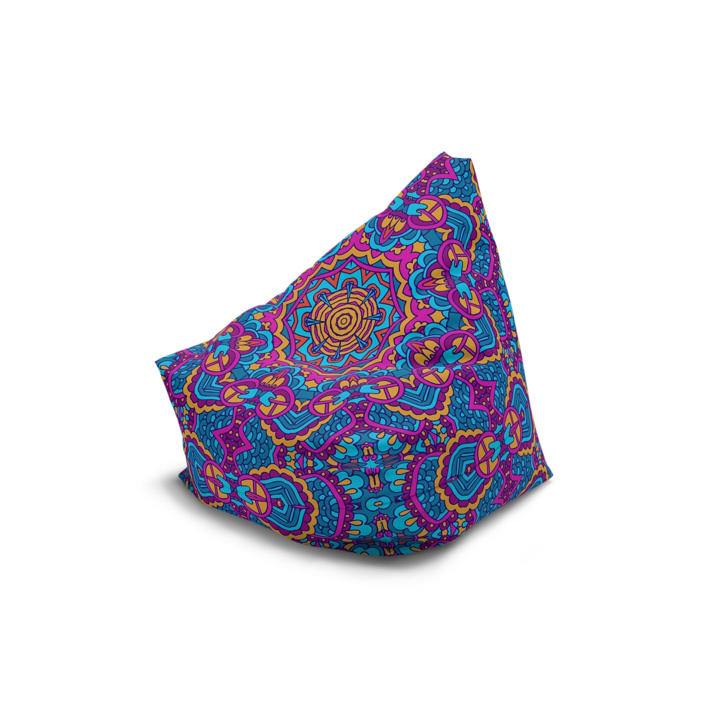 Mandala Bean Bag Chair Cover - Premium Polyester, Secure Zipper, 2 Sizes, Bohemian Design